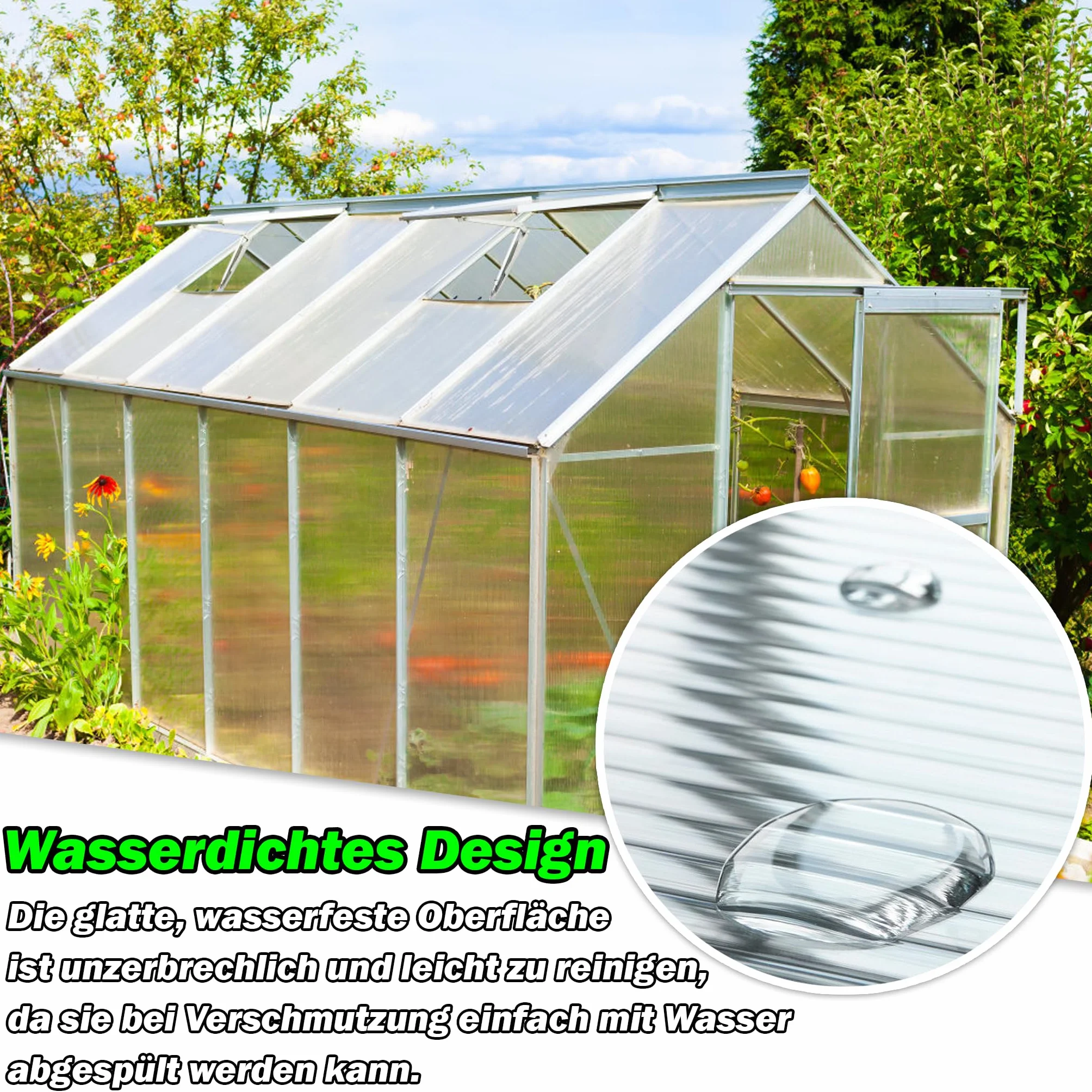 Lot de 14 plaques alvéolaires en polycarbonate 10,25 m² pour serre résistantes aux UV et aux chocs transparent