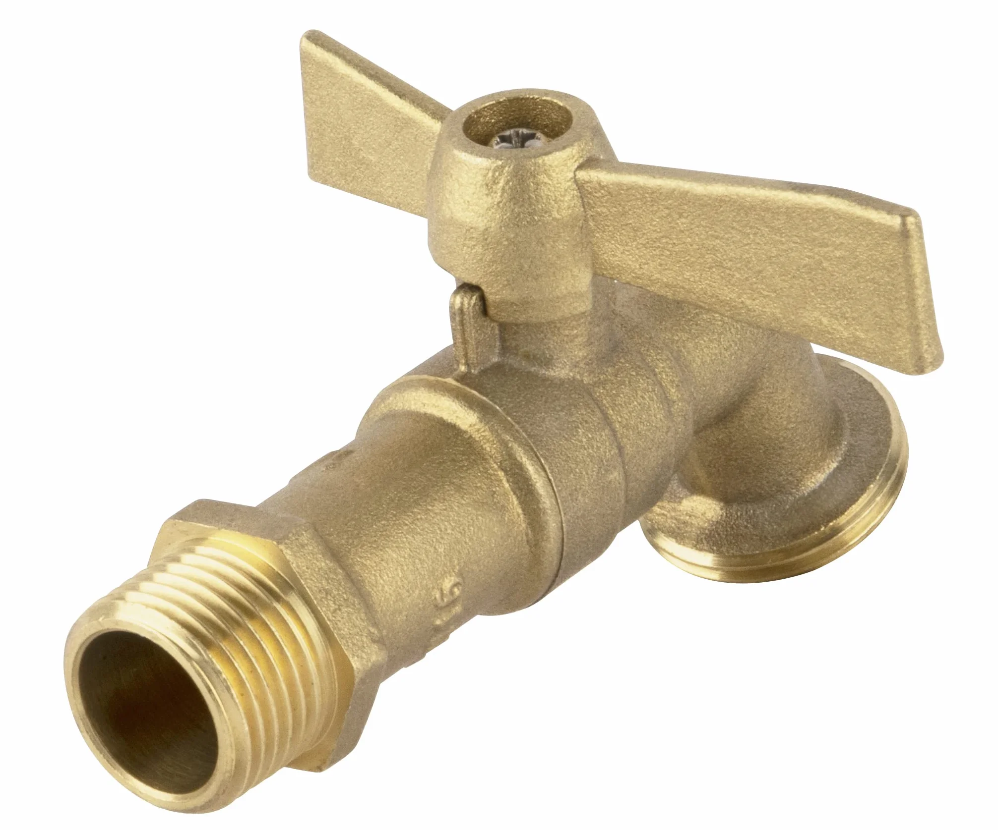 Boutté R15P Robinet de jardin laiton 1/4 tour 15 x 21 Nez 20 x 27 Manette papillon