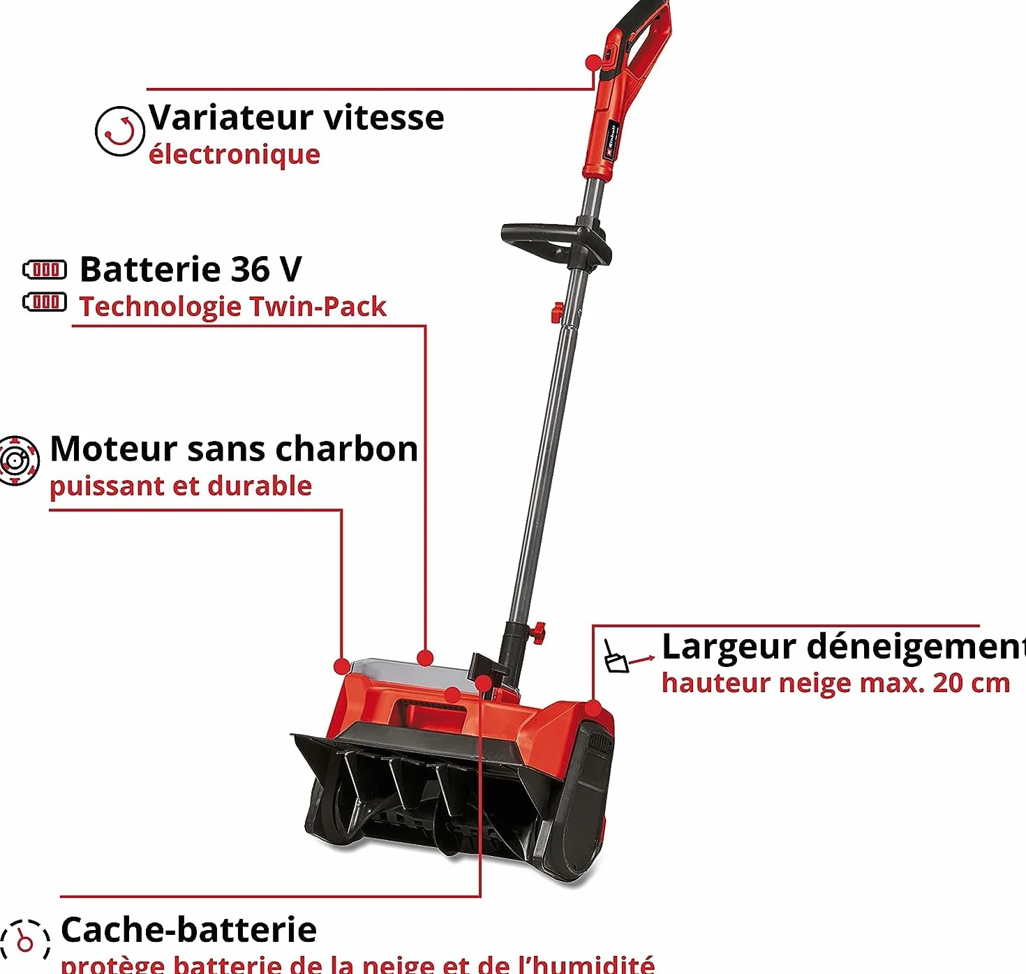 Einhell Fraise à Neige sans Fil GE-St 36/40 Li E-Solo Power X-Change 36 V 40 cm