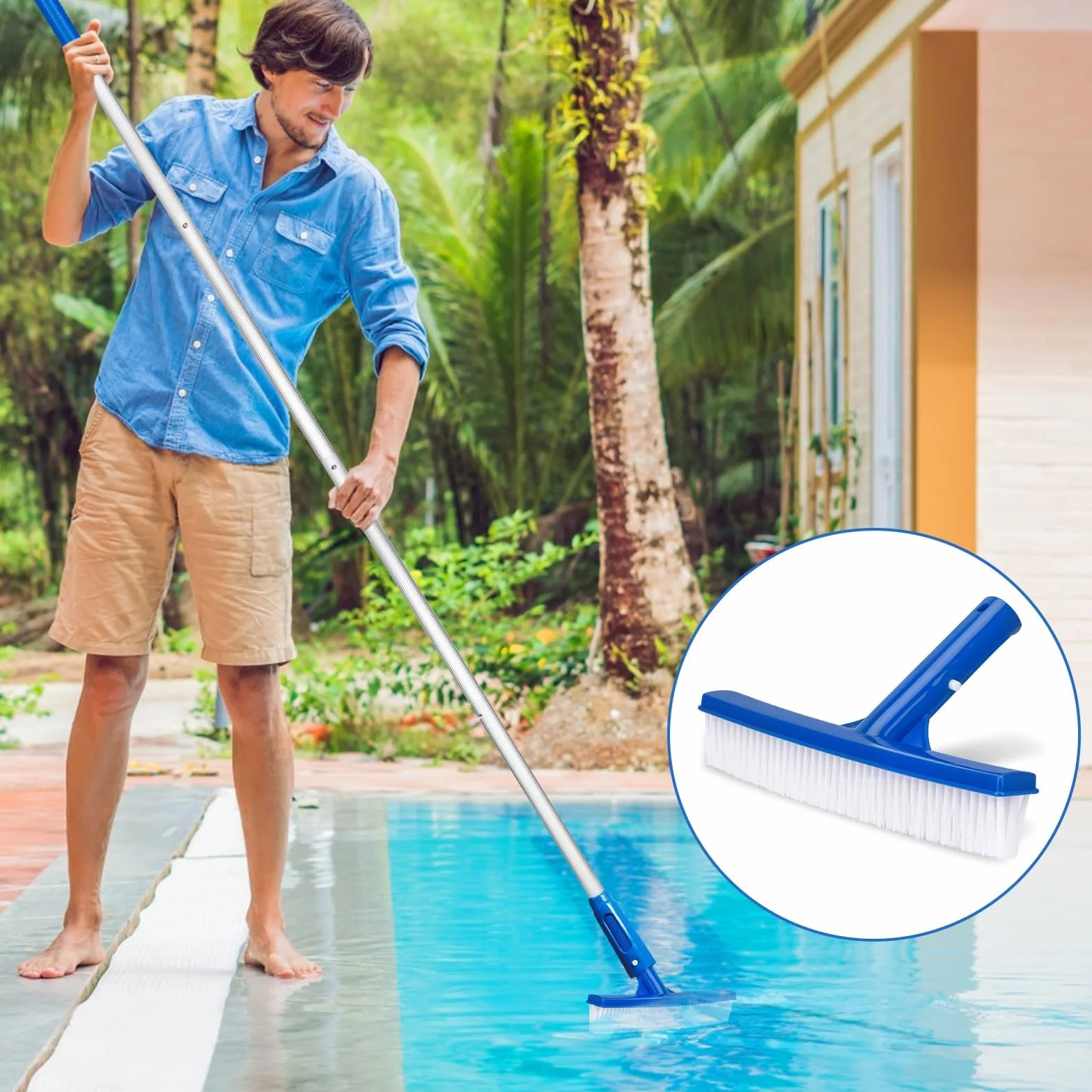 USHOP Épuisettes de Surface pour Piscine 187cm Filets de Fond Piscine Outil Nettoyage Étang