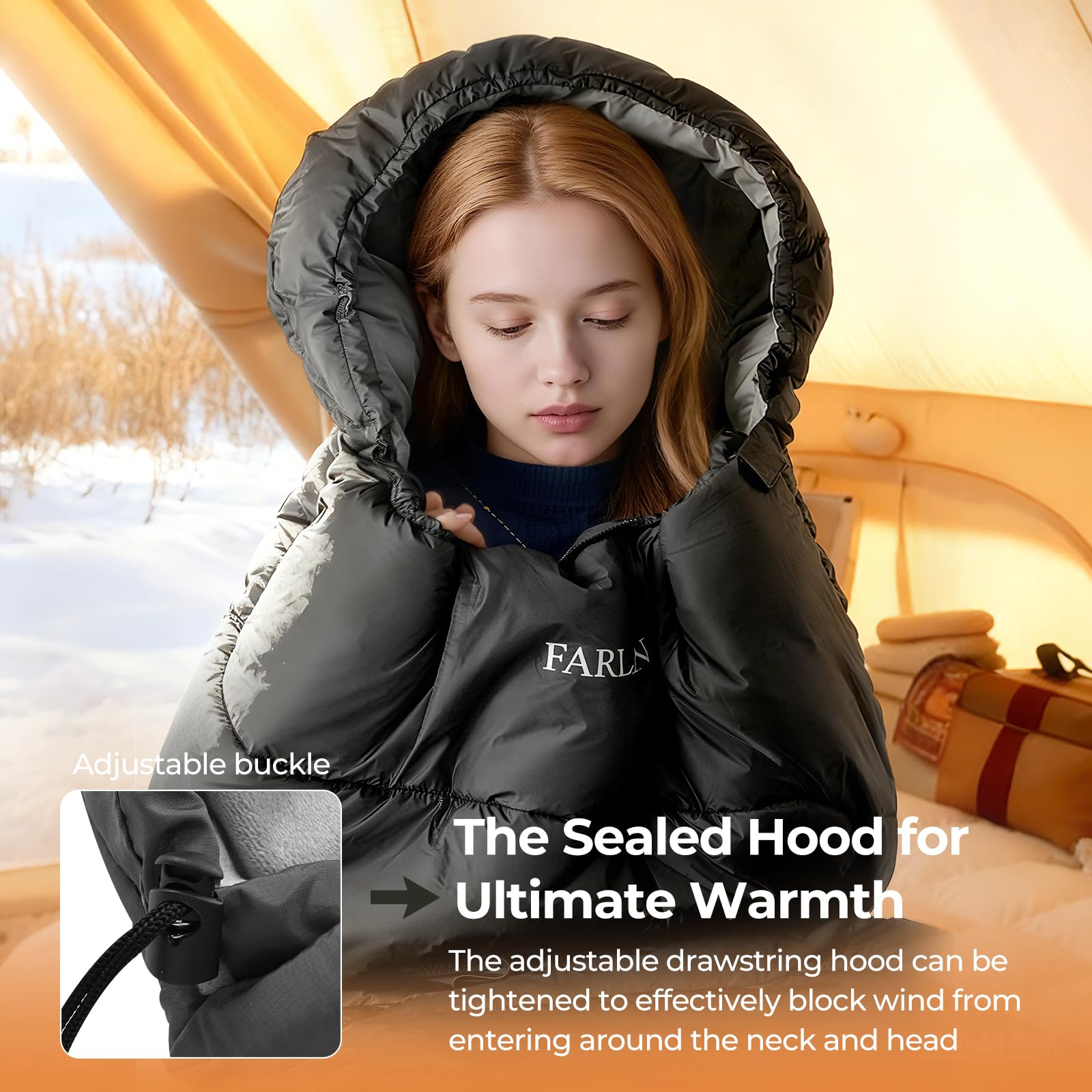 Plush Fleece-Lined Sleeping Bag with Compression Sack for All Seasons
