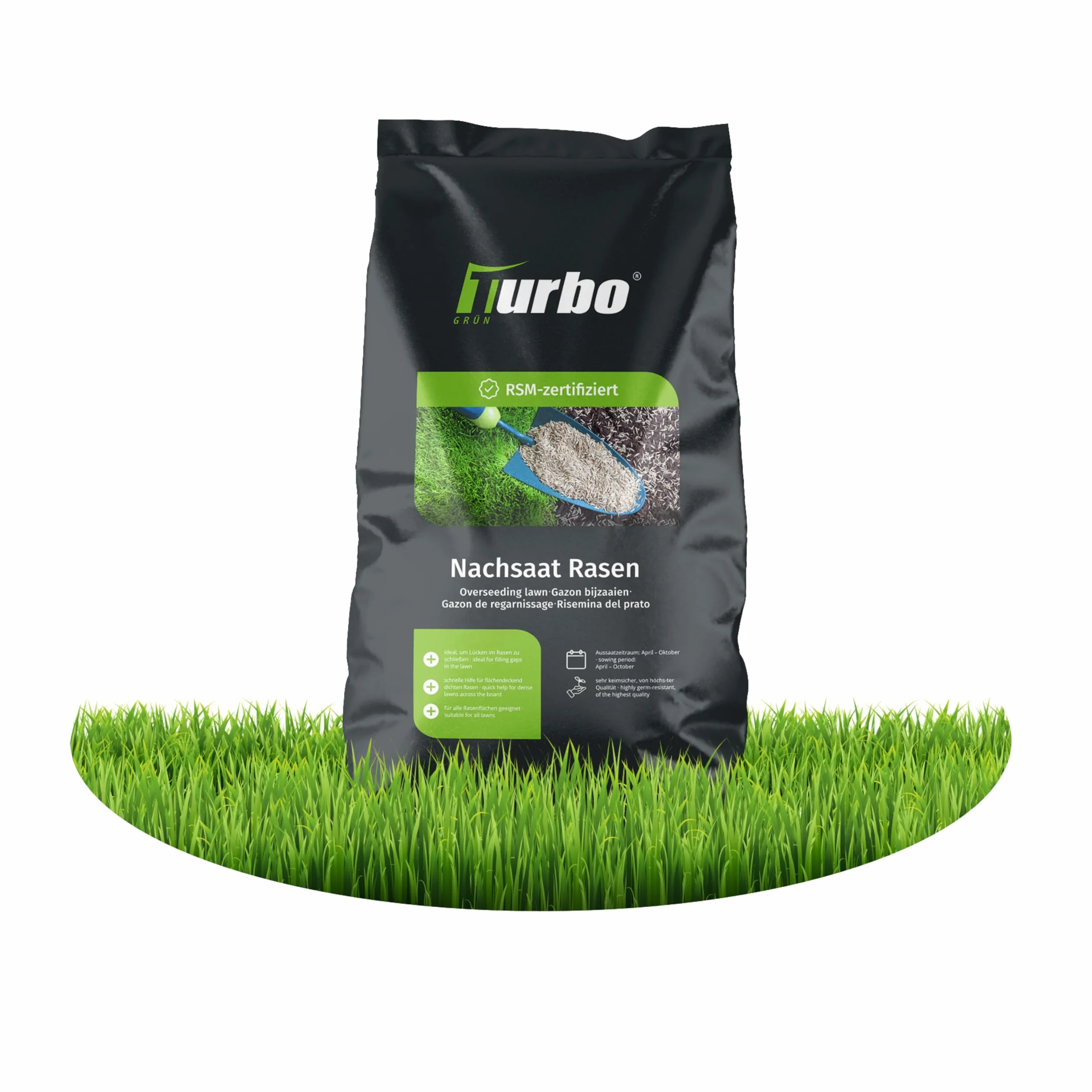 Turbogrün Semences de gazon regarnissage 5kg 250m² germination rapide sursemis printemps automne