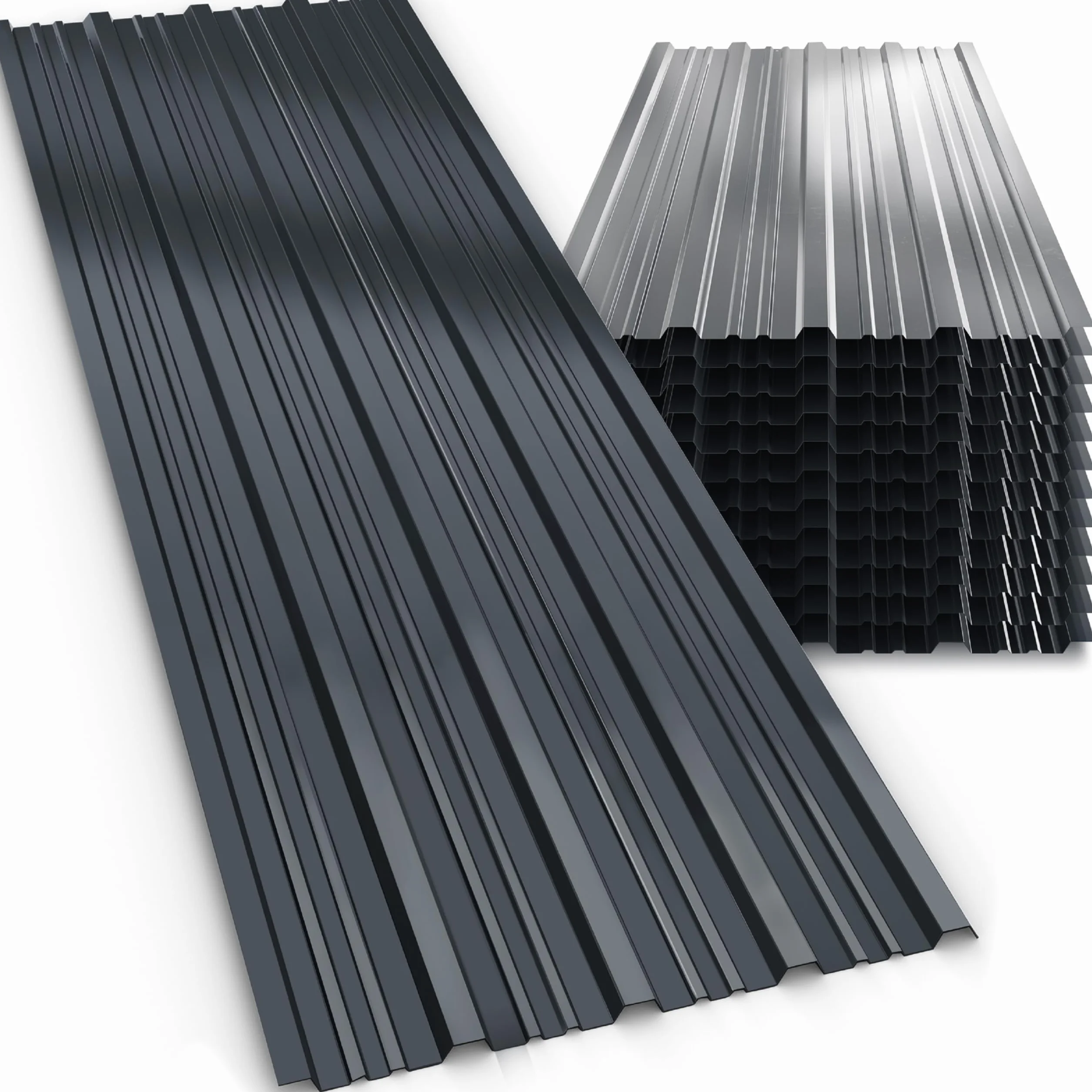 GARDEBRUK® 12x Tôles de bardage 129x46cm = 7m² galvanisé résistant intempéries tôle ondulée trapézoïdale couverture toit mur tôle profilée anthracite