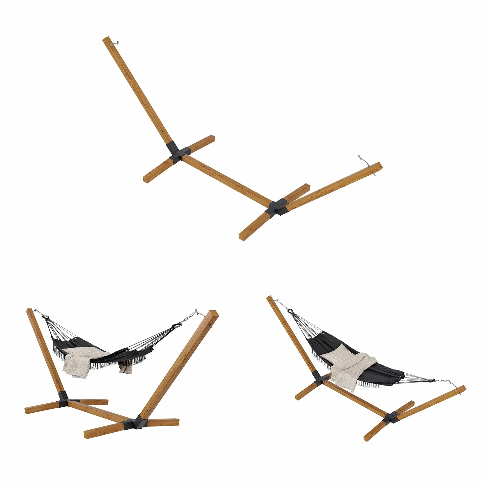 Structure de hamac en bois XXL 350 cm résistant aux intempéries 350 kg extérieur
