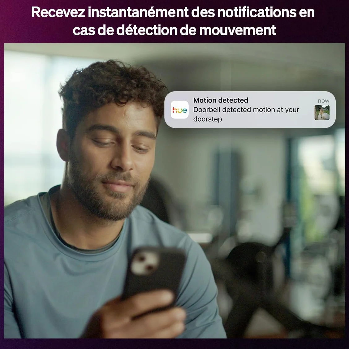 Philips Hue Sonnette vidéo filaire et Carillon connecté Secure – Caméra de surveillance extérieure résolution 2K avec audio bidirectionnel et vue infrarouge, intégration avec les lampes Hue, noir