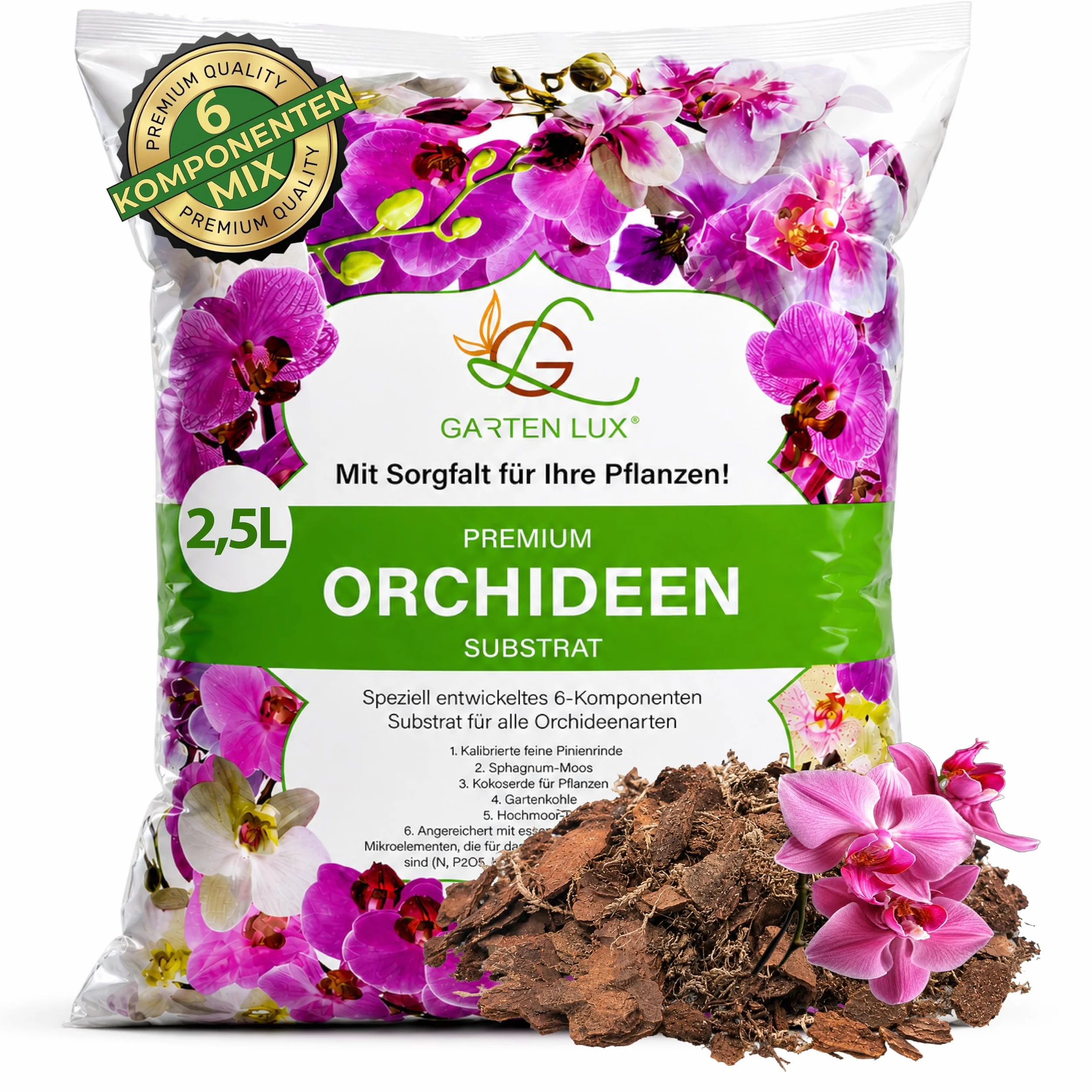 Substrat pour orchidées 2,5 L 6 composants Orchideenerde