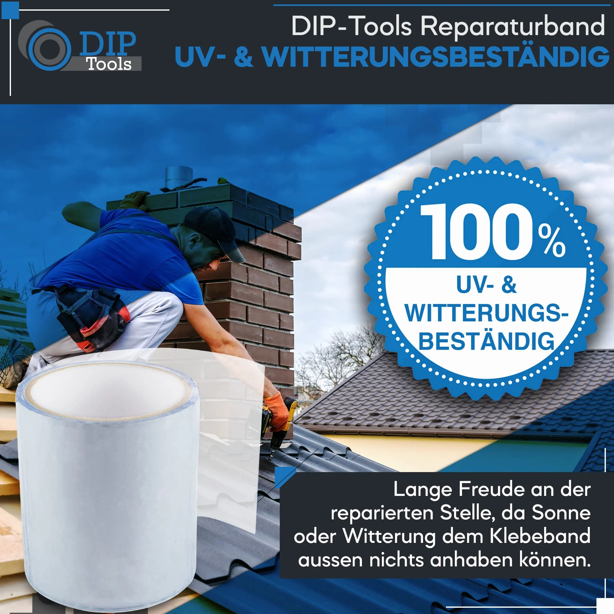 DIP Tools Ruban de réparation étanche 2x1.5m transparent