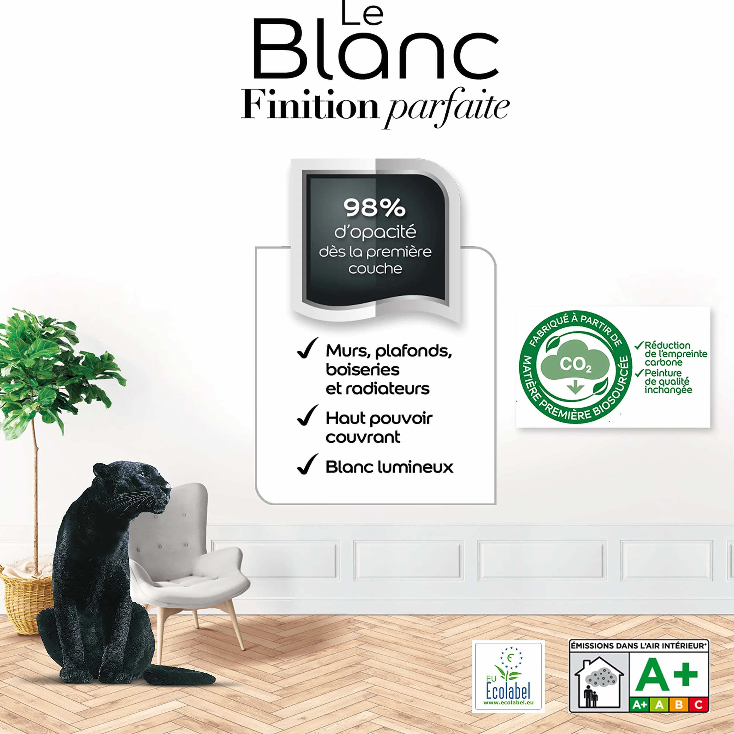 Dulux Valentine Le Blanc Finition Parfaite - Peinture Intérieure Murs, Plafonds et Boiseries - 98% d'opacité - Mat Blanc 10 L