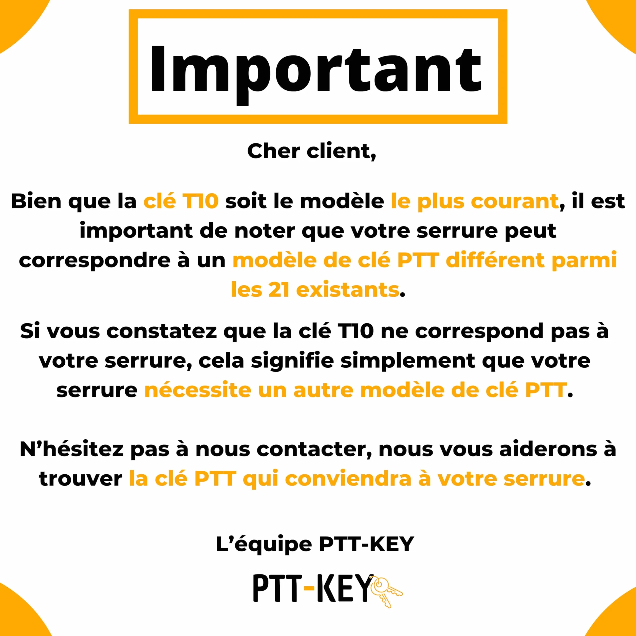 PTT KEY®| Clé Pass PTT T10 – pour boîte aux lettres individuelles norme NF-D27-405 et certains halls d'immeuble- Serrure standard La Poste. (1)