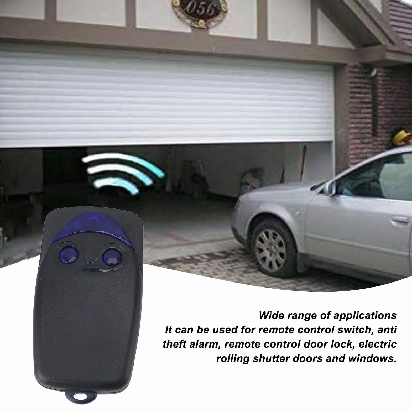 Télécommande de Porte de Garage Portable sans Fil 433,92 MHz 50-150 M, Matériau Durable, Portable et Pratique avec Batterie Sèche pour Portes à Volets Roulants (FLO2-RS)