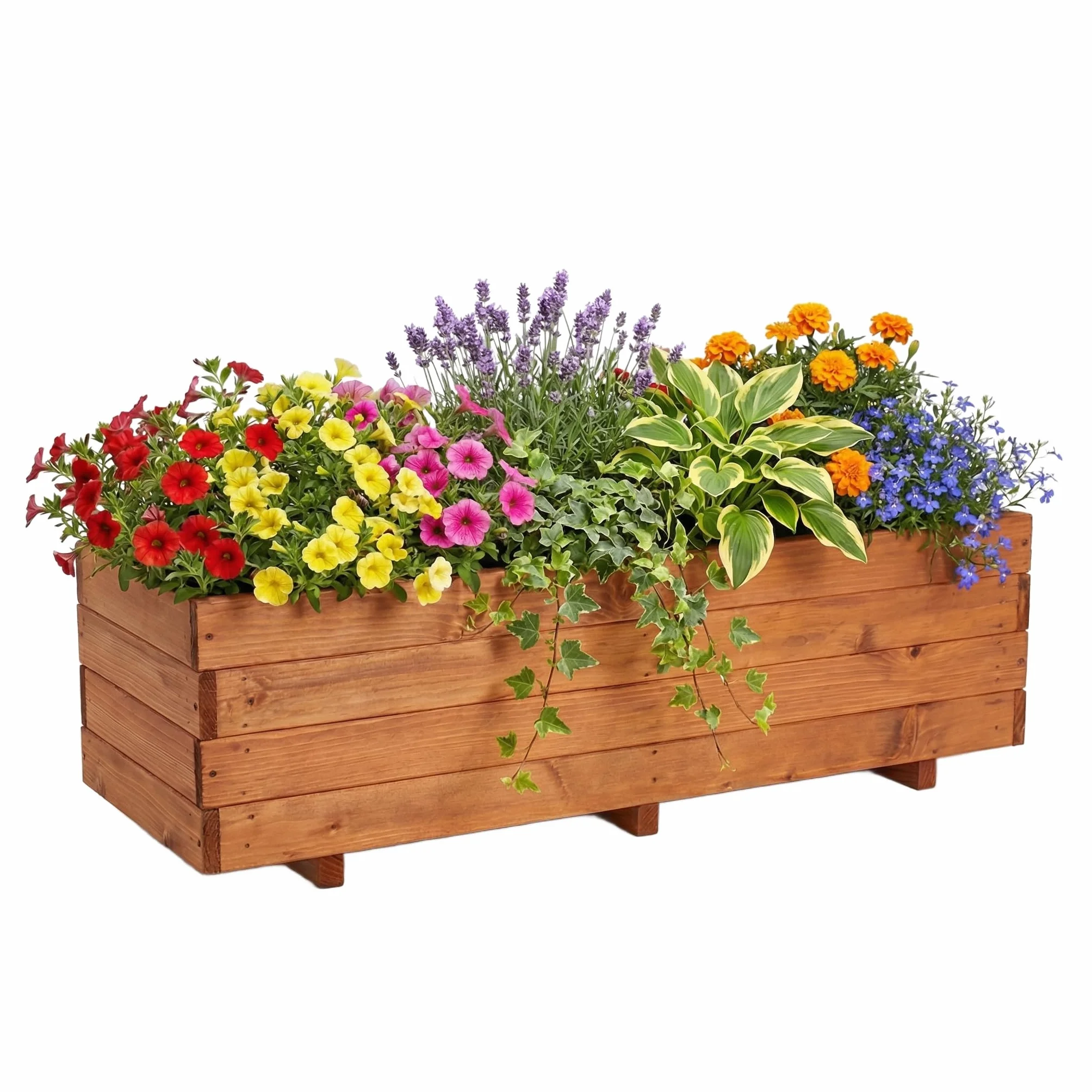 Jardinière en bois massif 120 x 40 x 32 cm FSC résistant aux intempéries