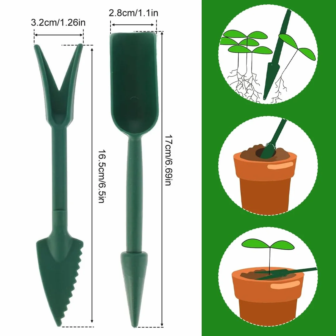WeddHuis Set de 8 Outils de Repiquage - Kit de Plantation avec Fourchette et Bâton pour Transplanter Semis, Distributeur de Graines (Vert Foncé)