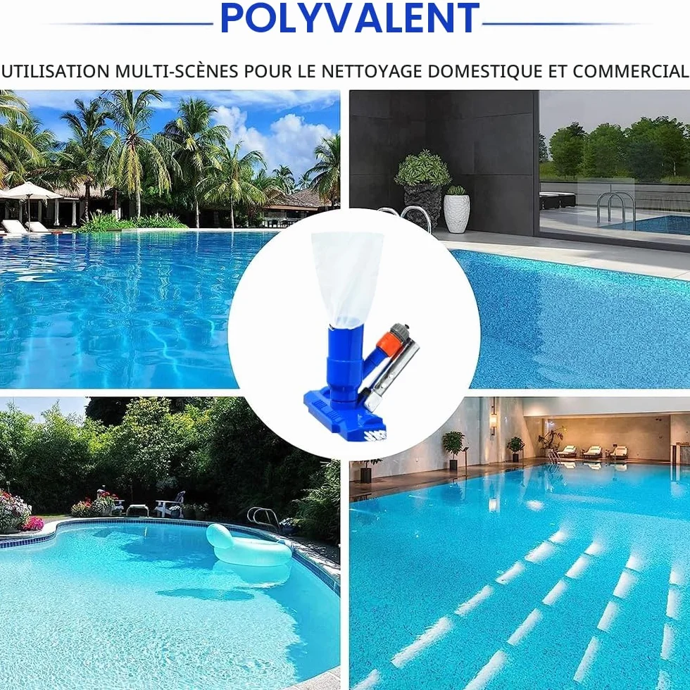 Aspirateur Piscine Balai, Kit Nettoyage Piscine avec Manche Télescopique 2.1M et Brosse