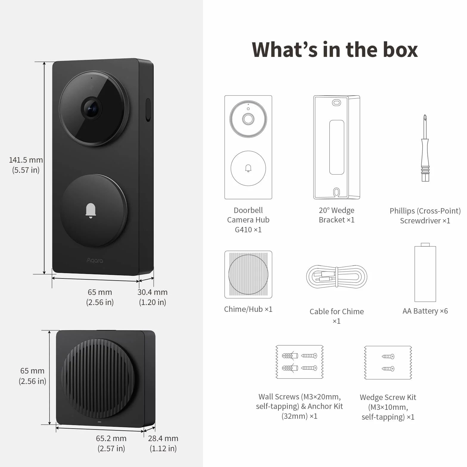 Aqara 2K Sonnette Video Hub G410 avec Carillon, HomeKit Secure Video, Hub Matter Intégré, Wi-FI 2,4G/5GHz, Zigbee et Thread, 4:3, sans Fil/Filaire, Compatible avec Alexa, Google, Home Assistant, Noir