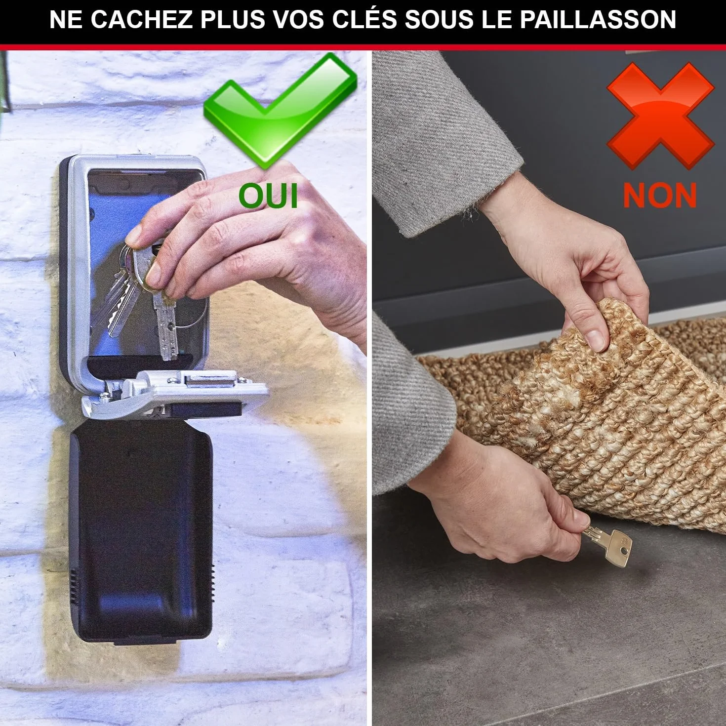 MASTER LOCK Boite à clés sécurisée rétroéclairée Medium Fixation murale