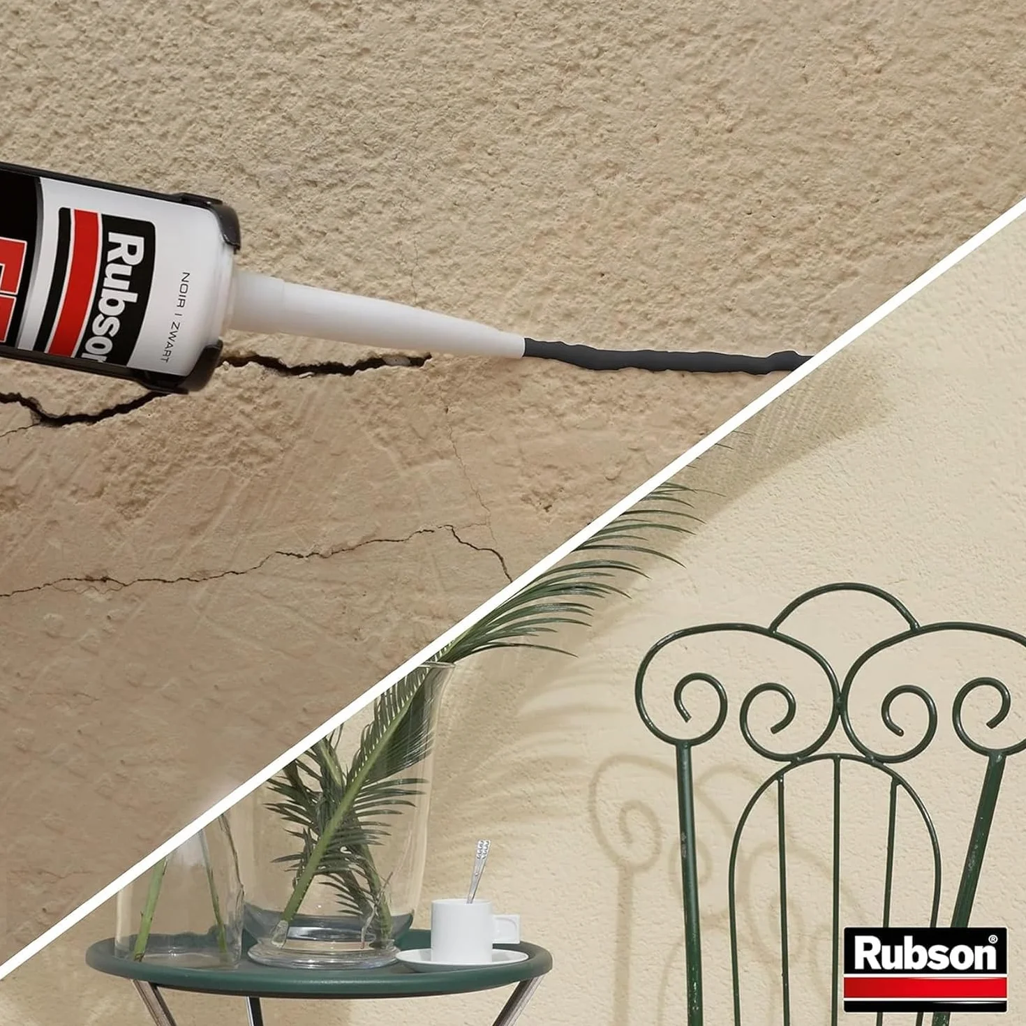 Rubson Mastic FT 101 Joint Fissure et Colle Noir (cartouche 280 ml) – Mastic polyvalent tous matériaux – Étanche et résistant