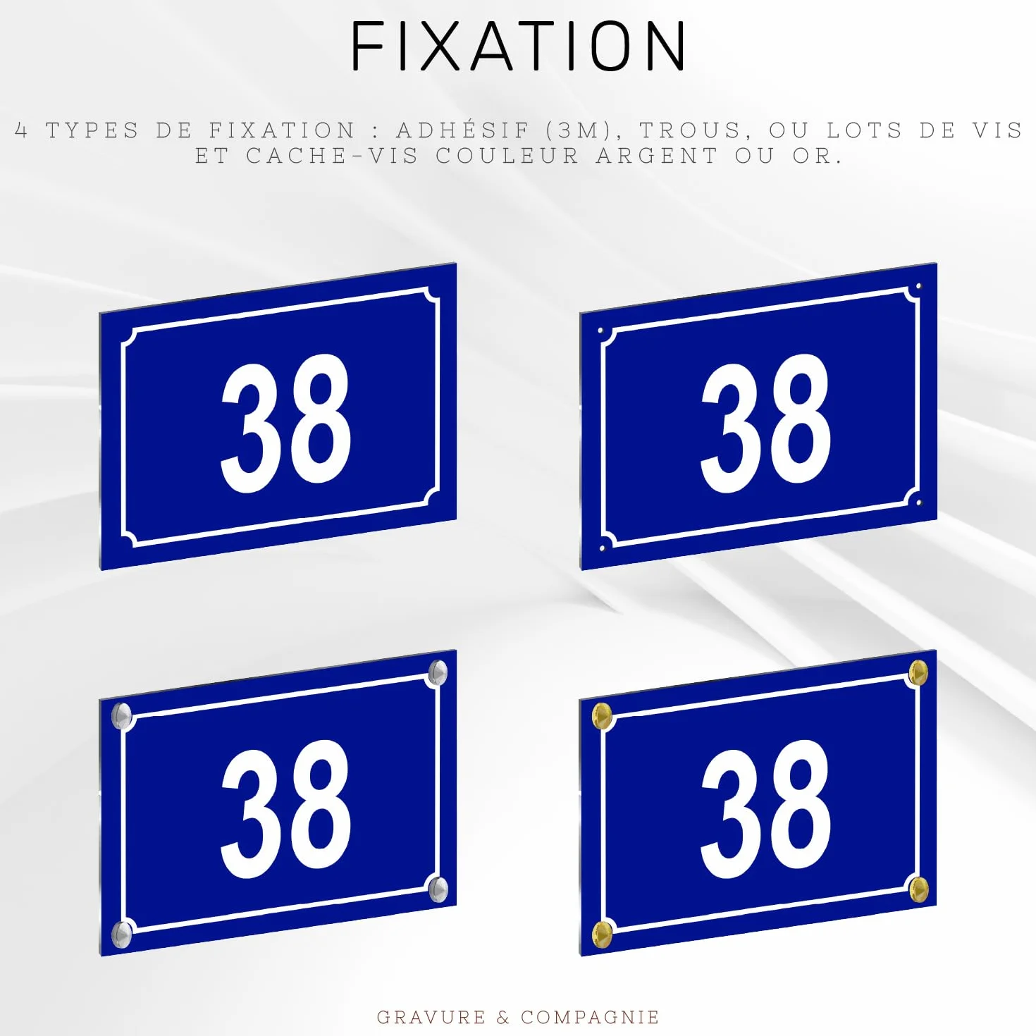 Numéro De Maison Personnalisable – Plaque De Numéro De Rue PVC Extérieur - Numéro Et Texte Gravé – Fixation Adhésif Ou Trous Ou Cache Vis – Couleur Au Choix – 15 x 10 cm