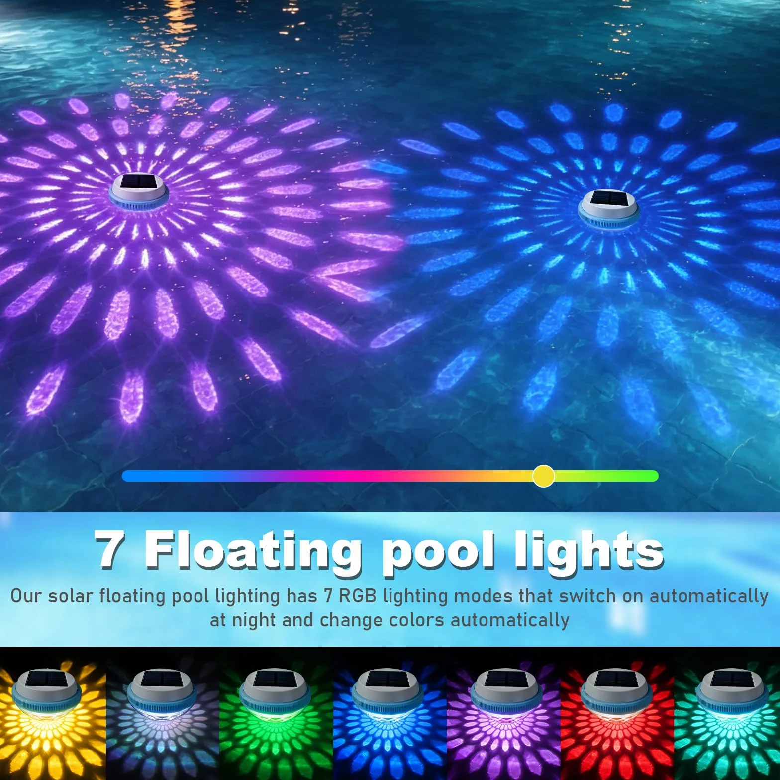 Lampe Flottante Piscine Solaire 7 Couleurs LED Éclairage Piscine Solaire