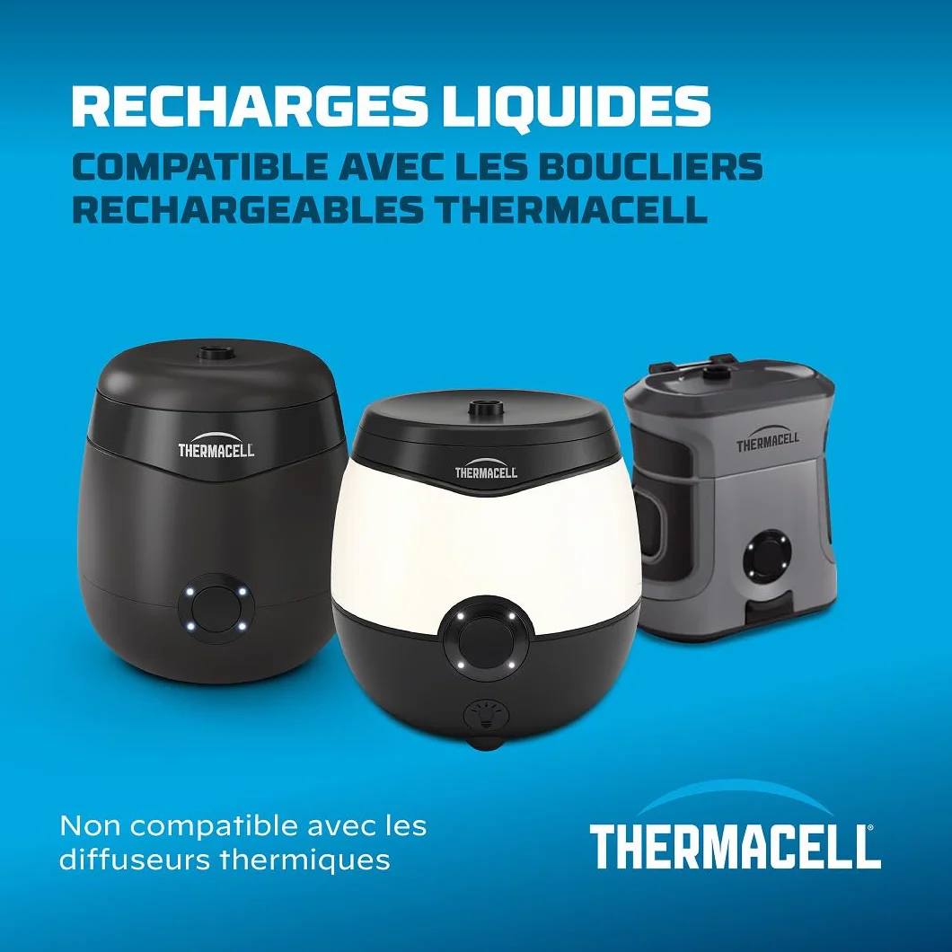 THERMACELL Recharge Liquide Anti Moustiques et Moustiques Tigres 29m² Compatible Boucliers 80h Inodore Pack 2 Unités