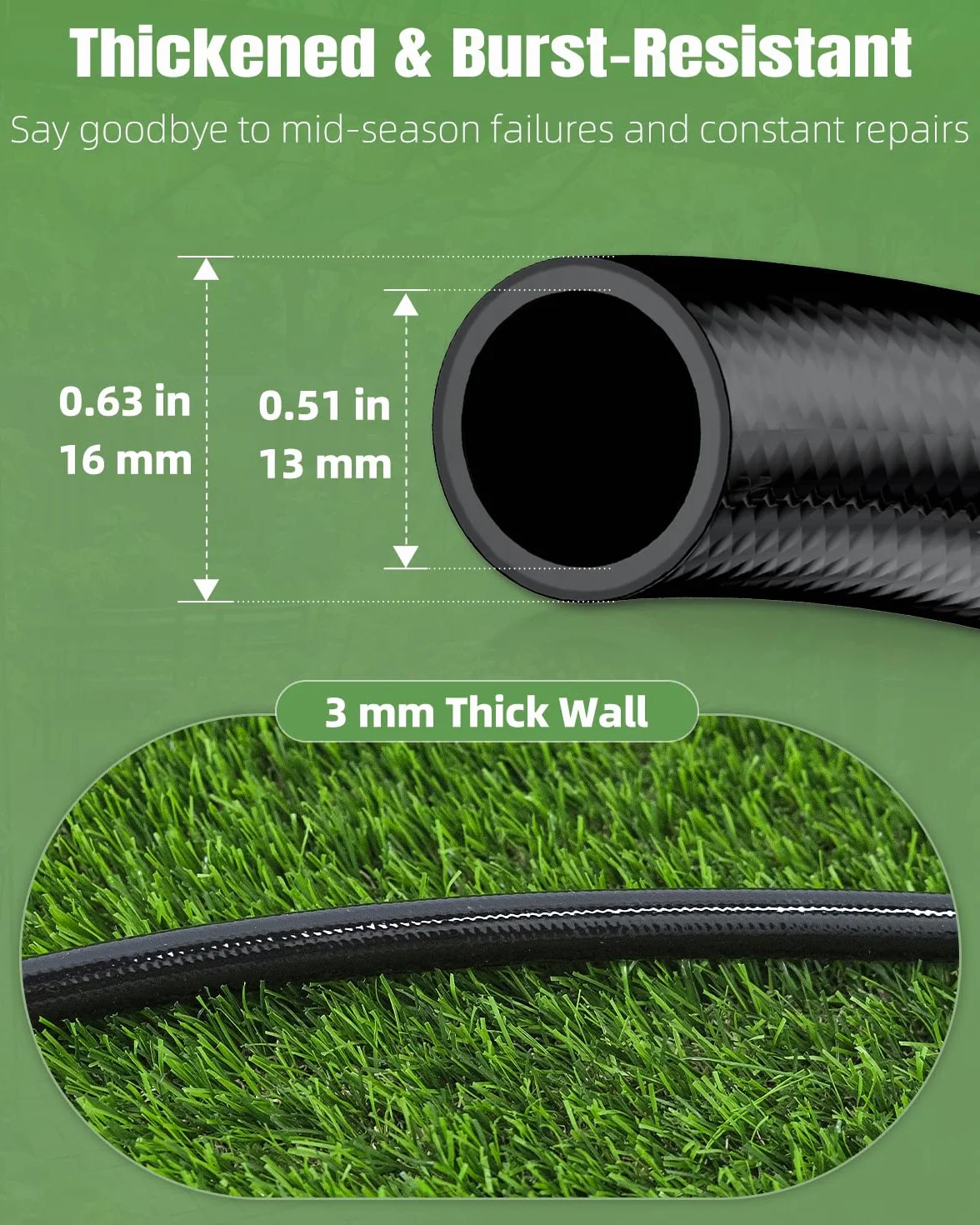 Pawfly Tuyau d'irrigation goutte à goutte 15 m 12,7 mm PVC flexible avec raccords barbelés