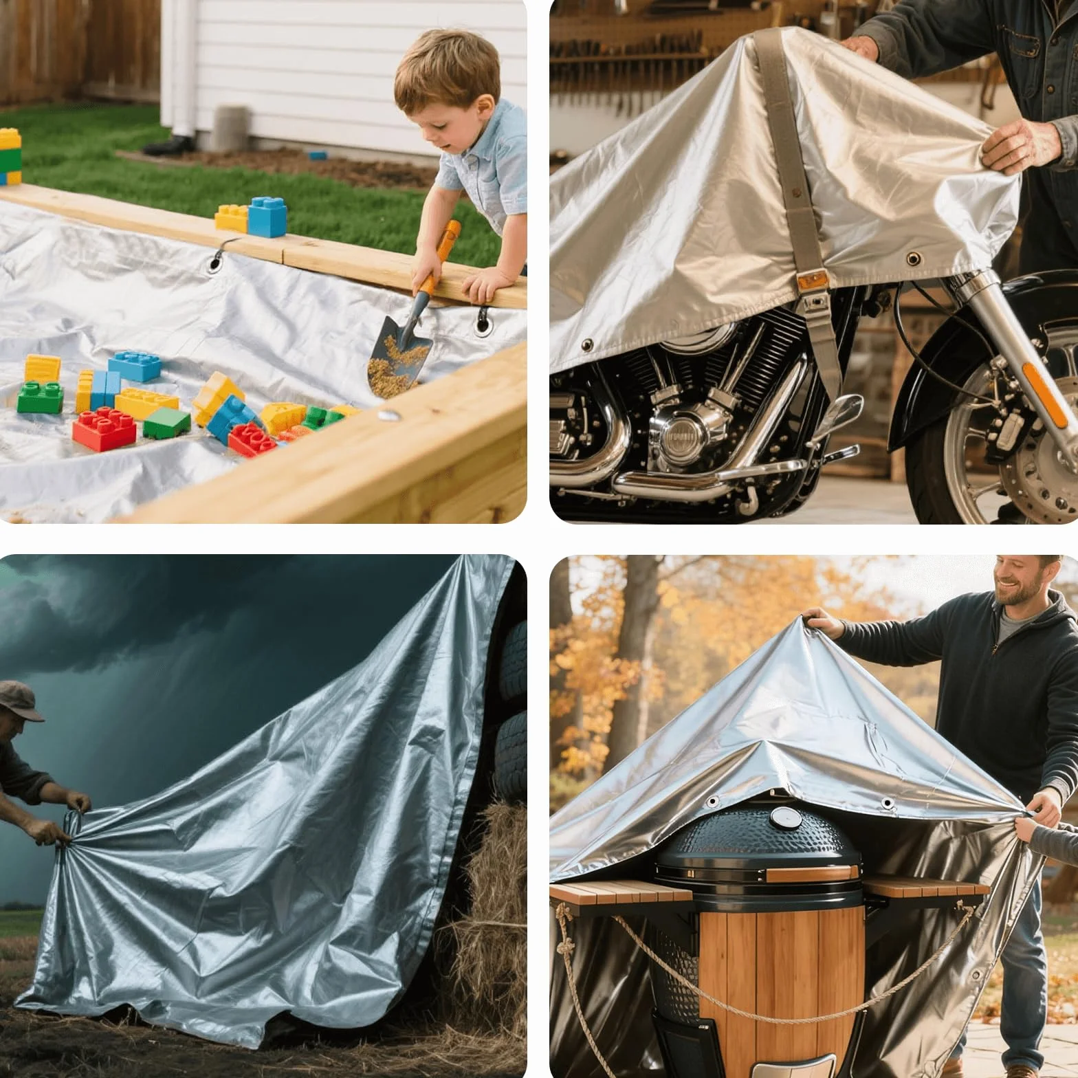 Bâche Imperméable, Bâche de Protection en Polyéthylène, UV Résistant Bache Camion, Pergola, Serre, Baches Imperméables pour Exterieur, Jardin, Tonnelle, Camping, Meubles, Argent-2x3m