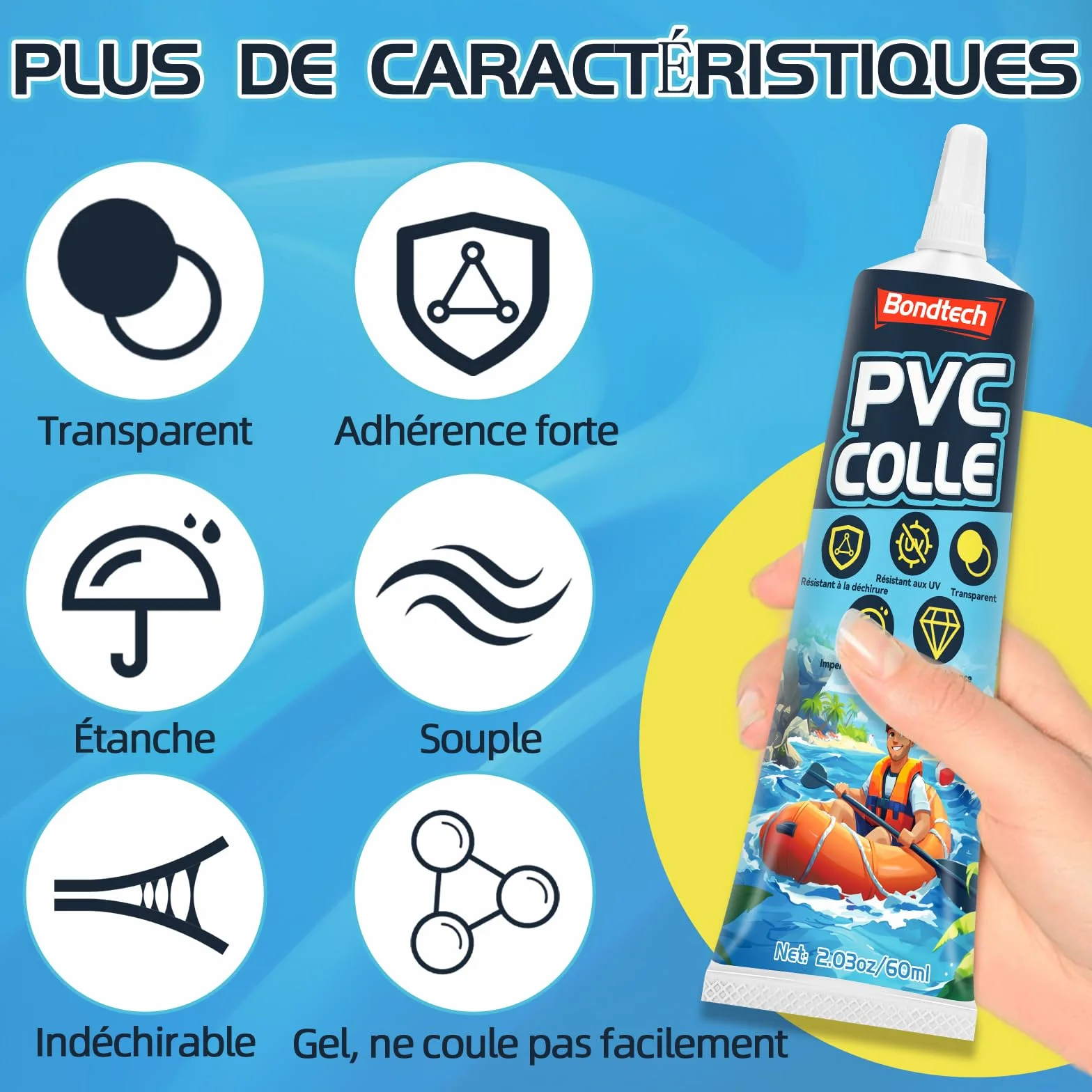 Kit de Réparation Piscine Transparente Colle PVC Bouées Matelas Bateaux