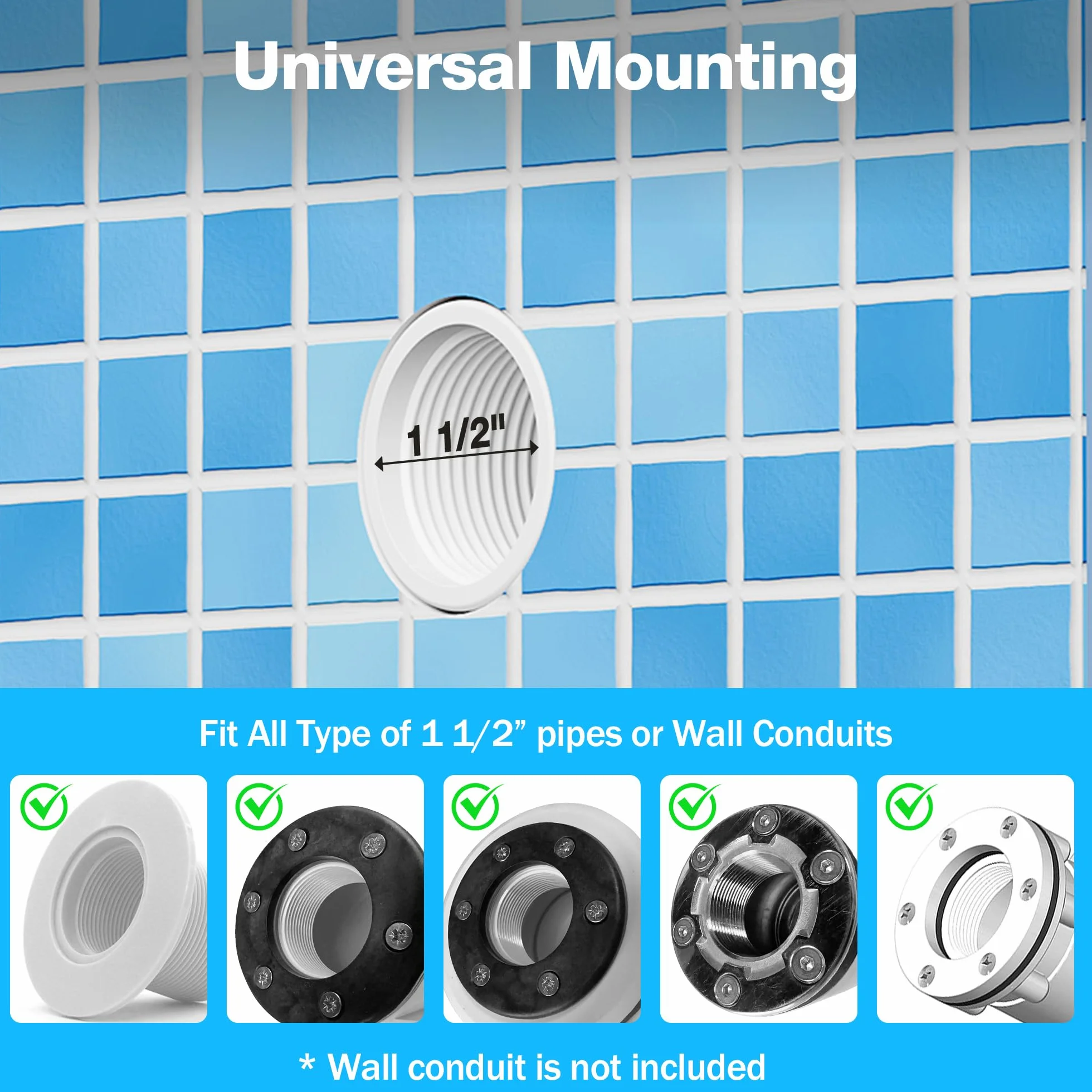 LyLmLe Projecteur Piscine Vissable 15W Spot LED RGB Multicolore Ø190mm 12V AC Lot de 2