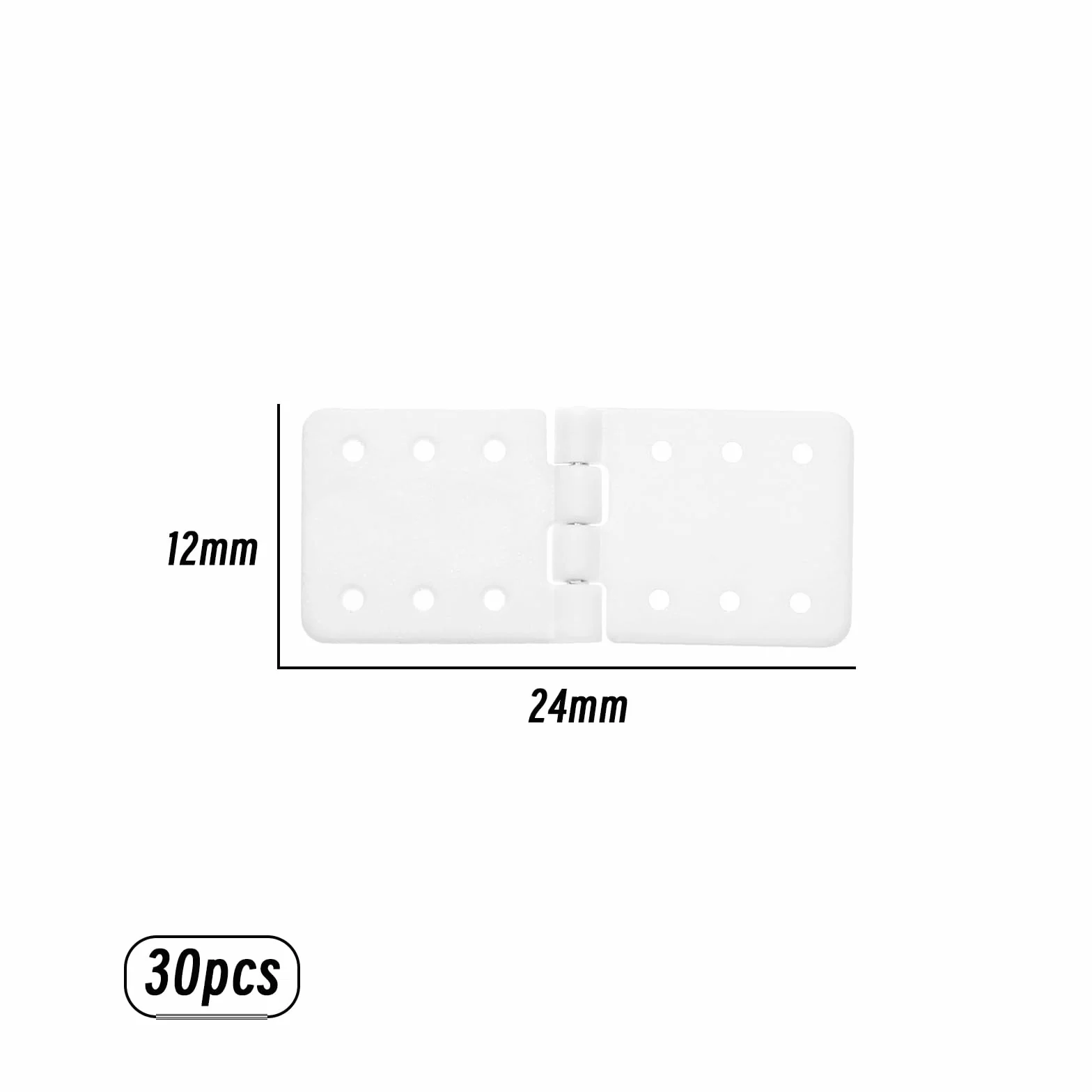 Lot de 30 charnières rectangulaires pliables en plastique pour modèles d'avion RC - 24 x 12 mm - Blanc