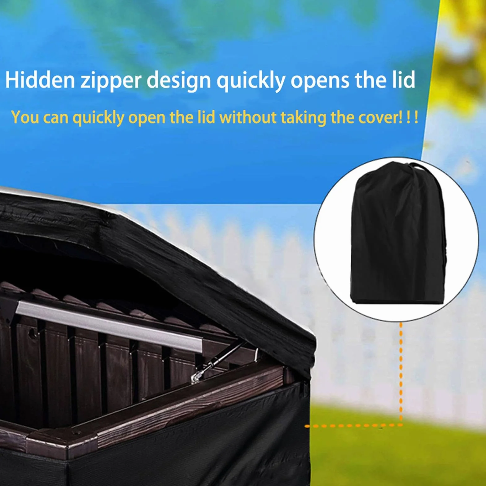Housse de protection étanche pour coffre à coussins de jardin Oxford 210D avec cordon de serrage