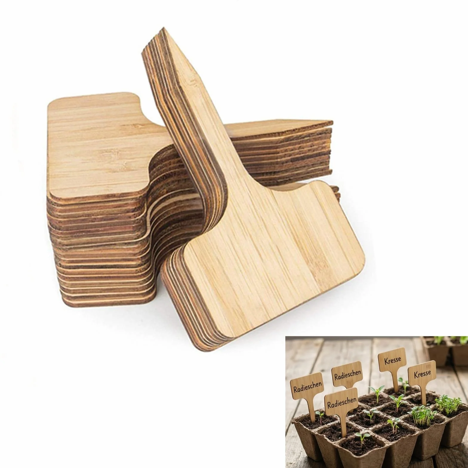 Étiquettes Jardin en Bambou 40 Pièces 6 x 10 cm, Marqueurs pour Plantes et Potager