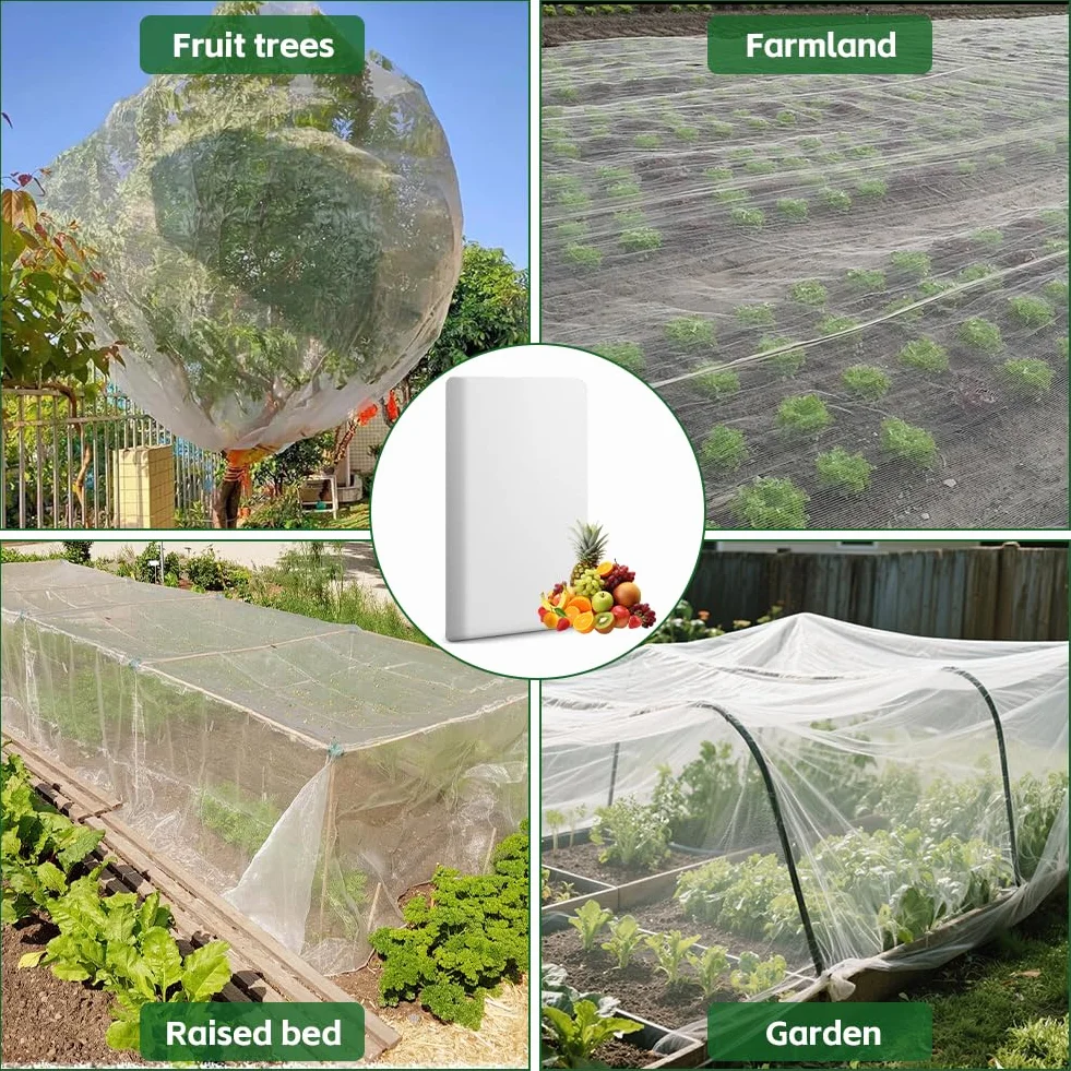 AOOWU Filet de protection pour légumes 2 x 5 m, à mailles fines, contre les oiseaux, blanc