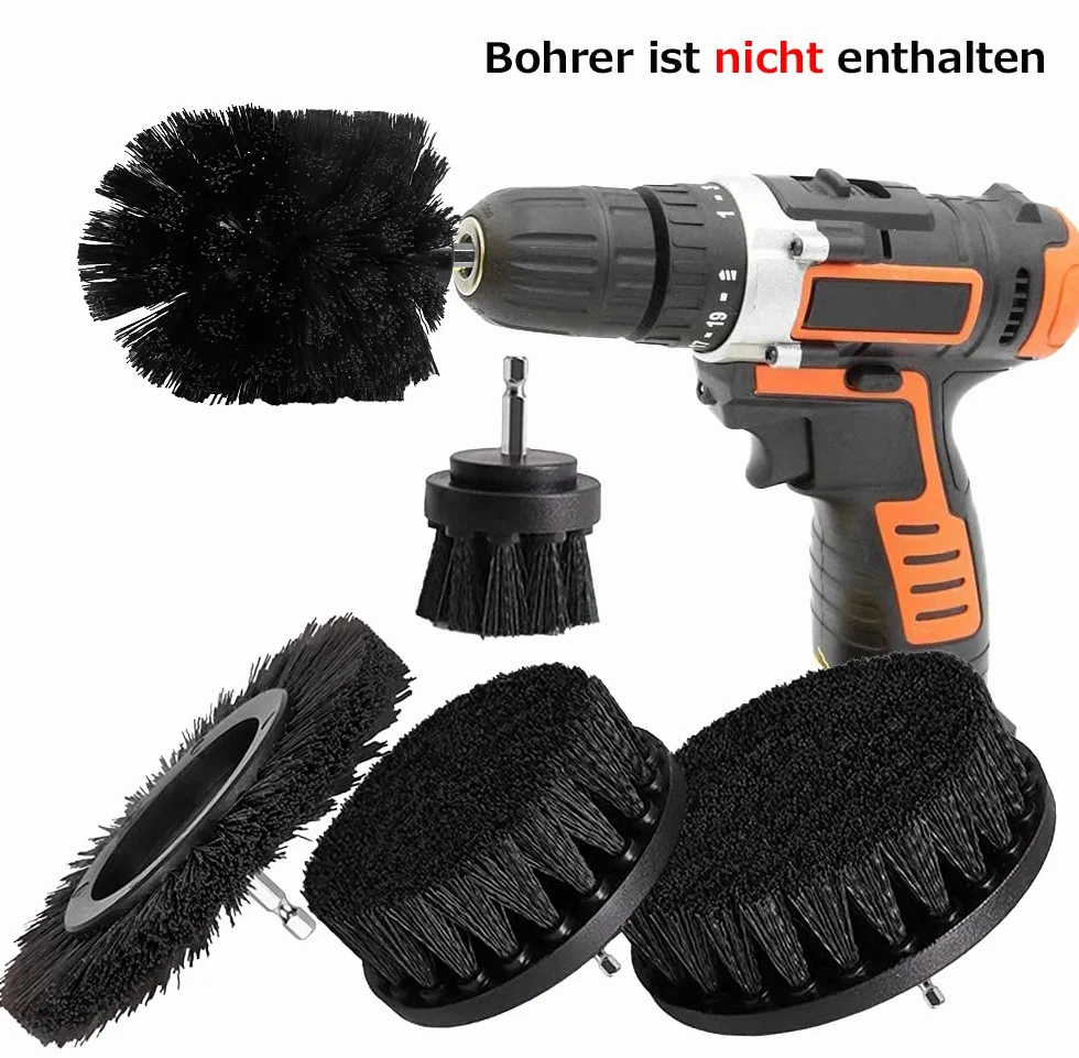 Brosse Nettoyage Perceuse 6PCS, Brosse Nettoyage Roue pour Jantes, Tapis, Carrelage, Baignoire, Briques, Sol (Noir)
