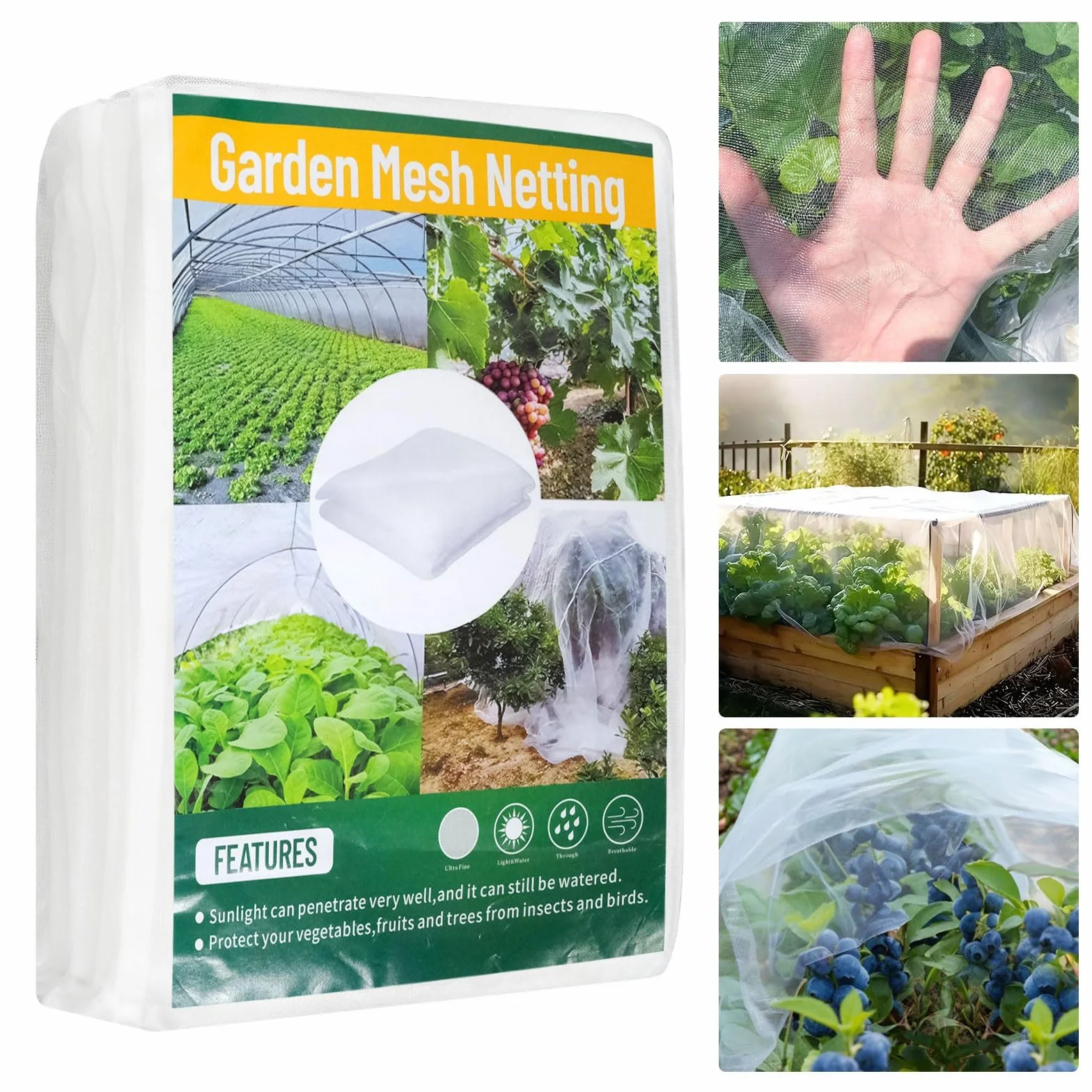 Filet Anti Insecte 3x10 m Mailles Serrées Stabilisé UV Perméable Eau Protection Arbres Fruitiers Légumes