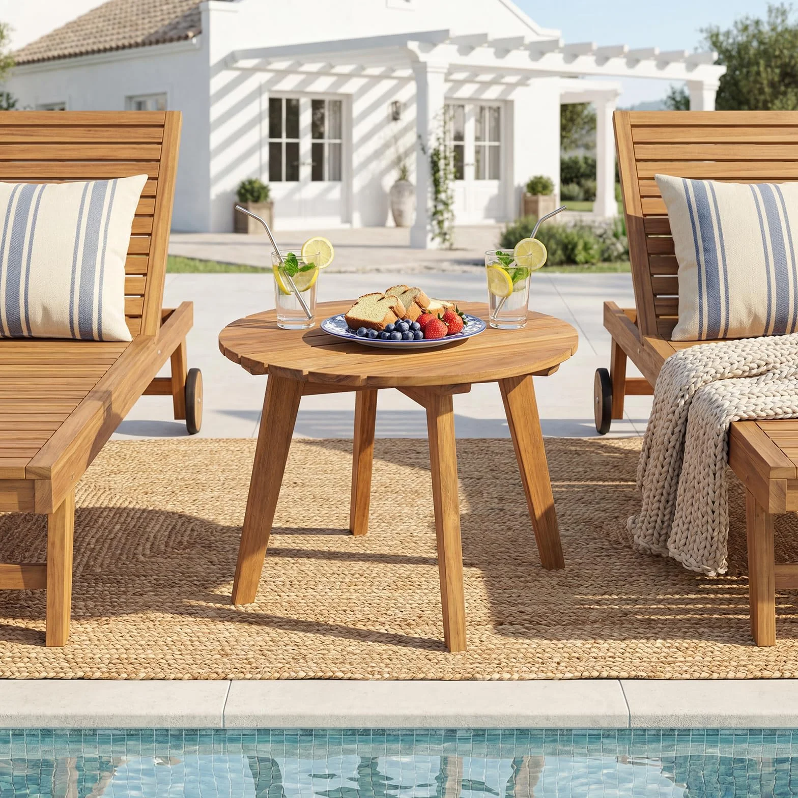 COSTWAY Table d'Appoint Extérieure en Bois d'Acacia, Table Bistro de Jardin Ronde 43 x 75 cm