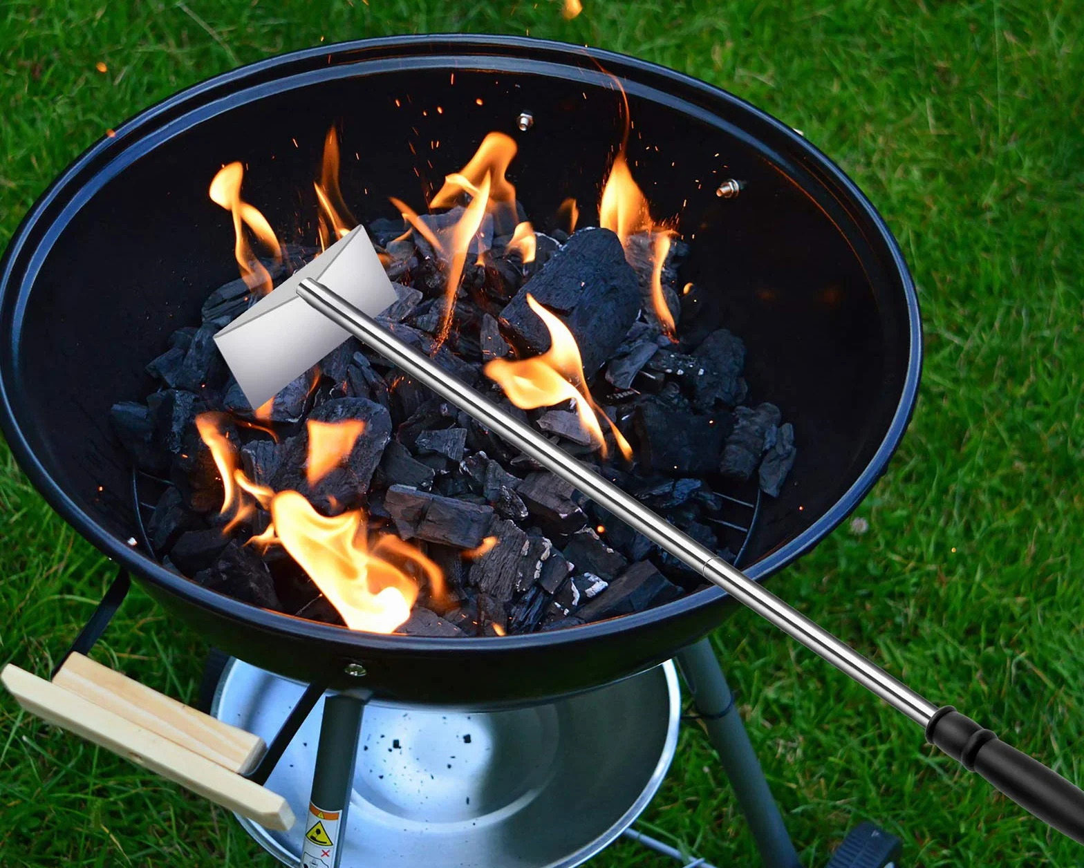 Grilliance Pelle à Cendres Barbecue Charbon Acier Inoxydable Tisonnier Grattoir Outil Nettoyage allongé Accessoires