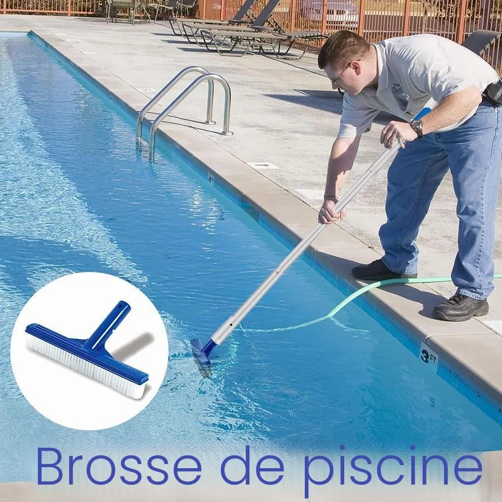 Epuisette Piscine avec Manche Telescopique 187cm, Maille Extra Fine, Brosse Piscine, Kit Nettoyage