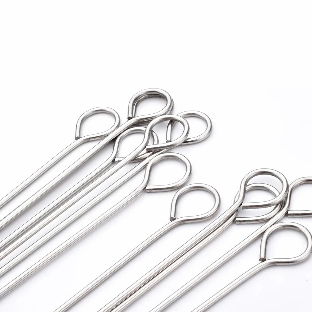 Brochettes en acier inoxydable 24,5 cm pour barbecue, lot de 20