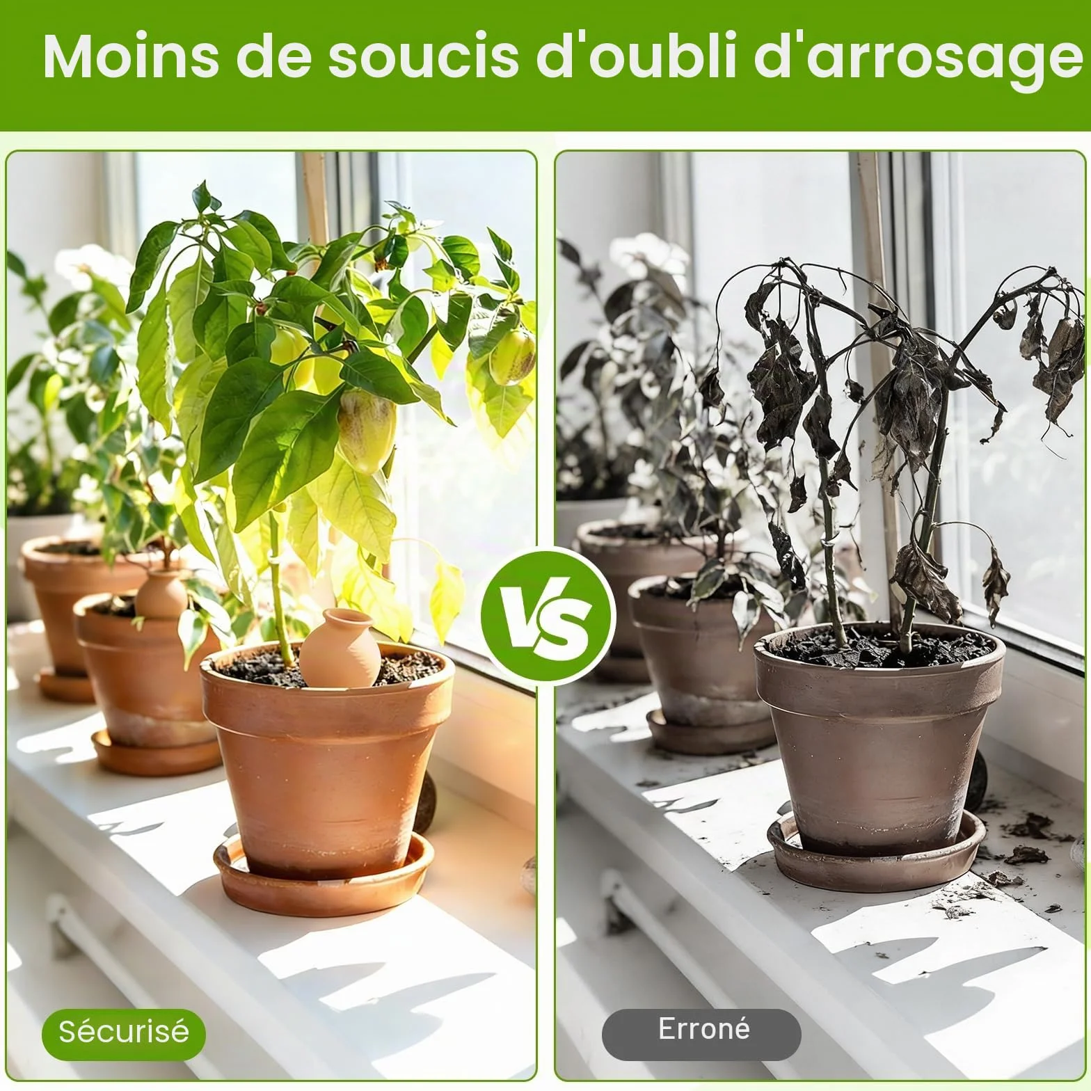 EXLECO Oyas Arrosage Automatique 4pcs Cône Argile 100ml Irrigation Plante Intérieur Extérieur