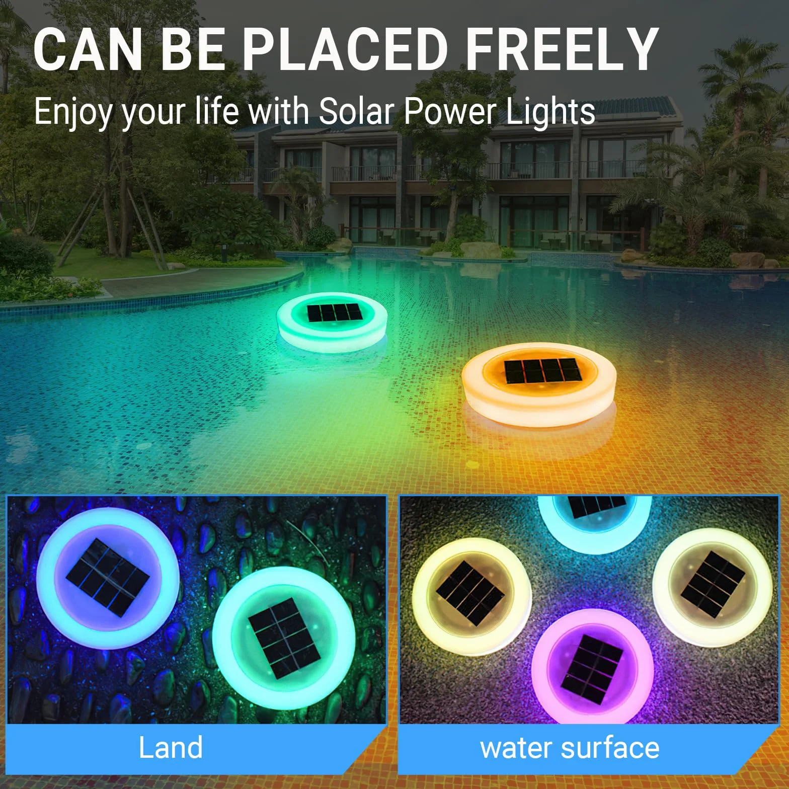 Lumière Piscine Flottante Solaire 7 Couleurs avec Télécommande Fonction Minuterie
