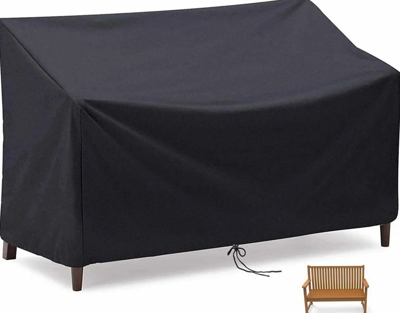 Housse de banc de terrasse 2 places imperméable coupe-vent indéchirable tissu Oxford 210D anti-UV Noir 134,6 x 66 x 88,9 cm
