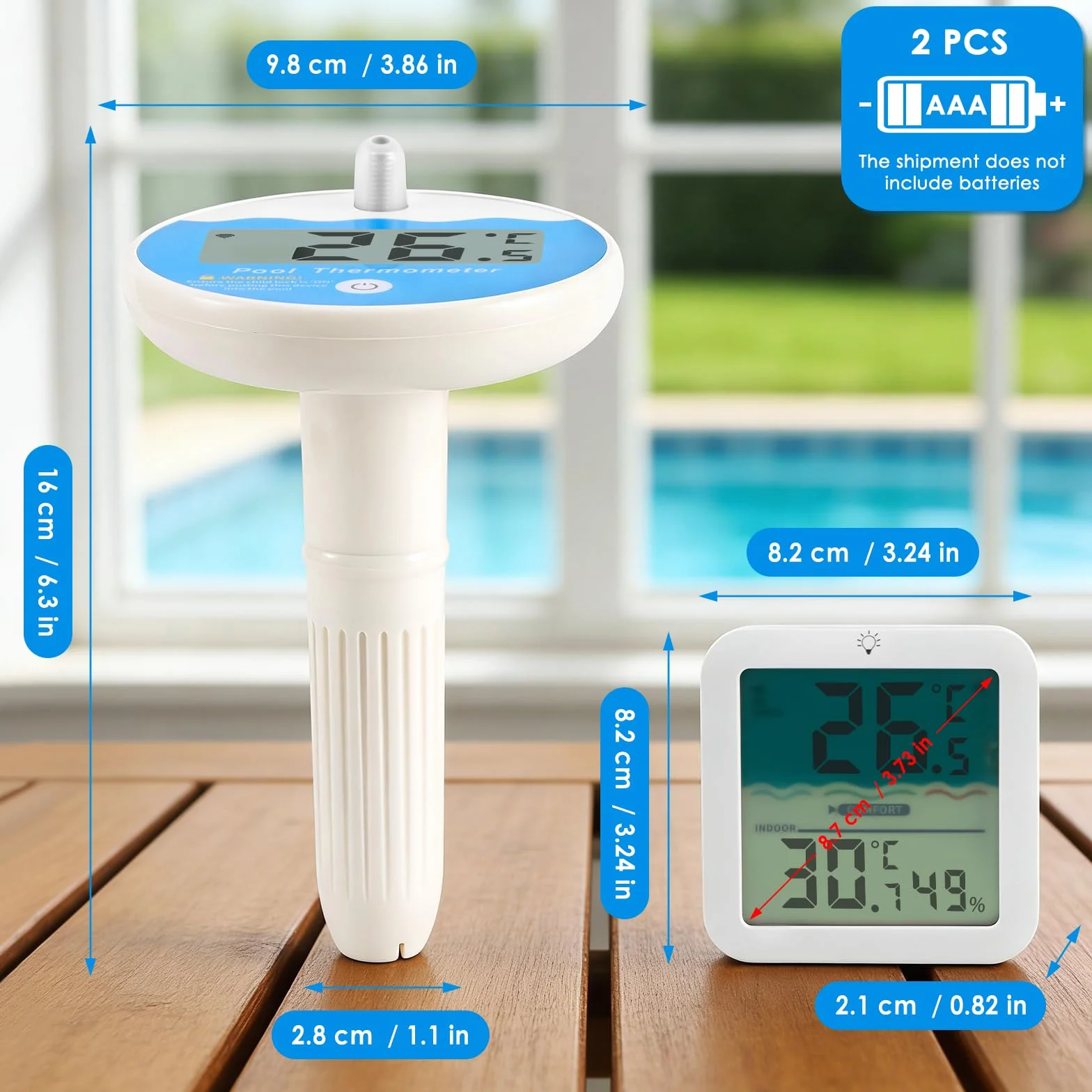 Thermomètre de piscine numérique IPX68 flottant sans fil avec affichage LCD