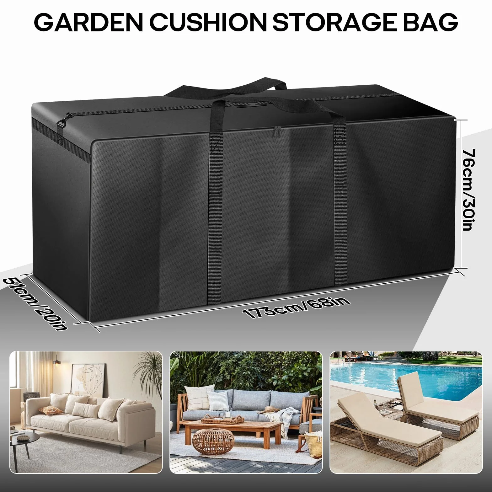 Sac de Rangement 670L 176x76x51cm Imperméable 420D Jardin Coussin Sapin de Noel