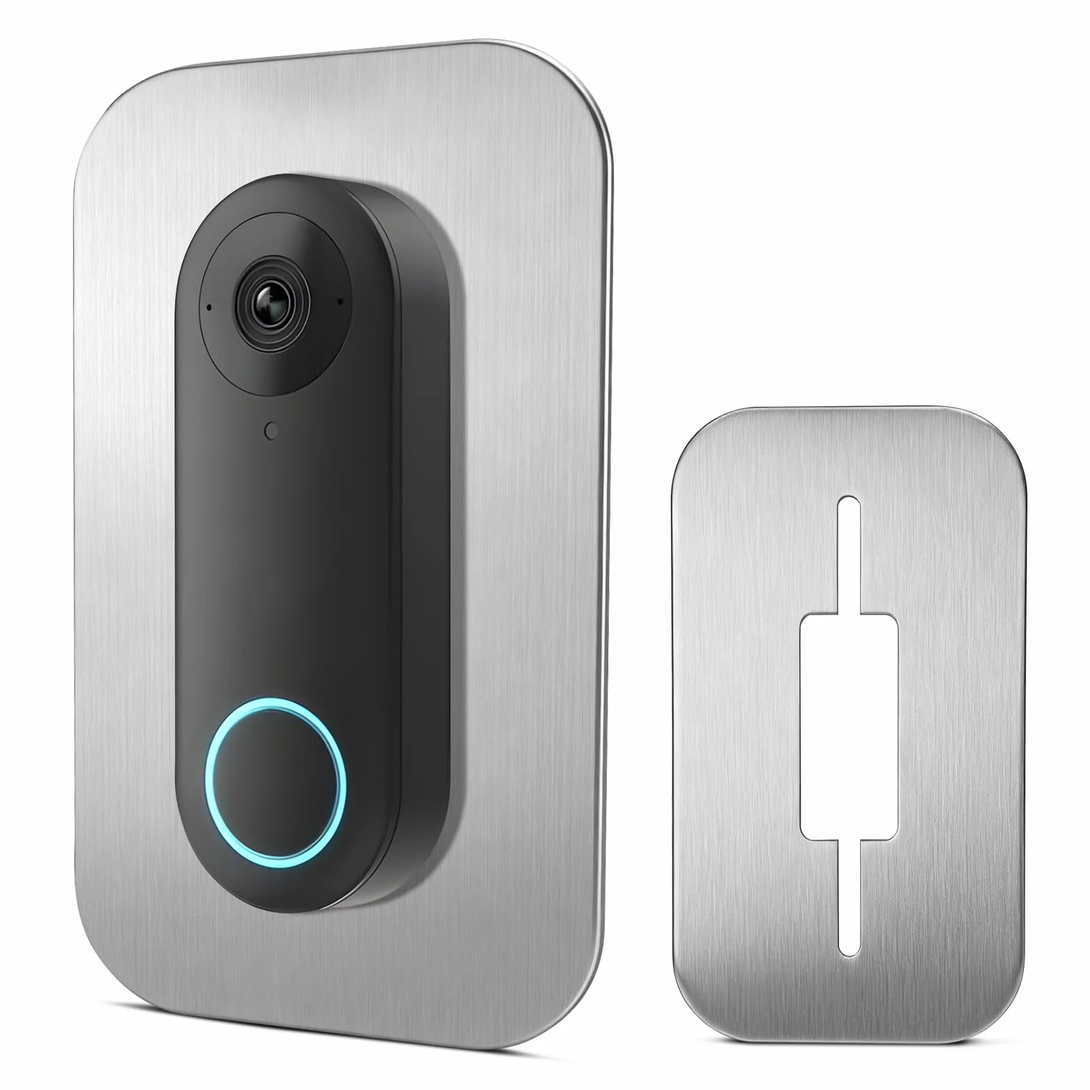Plaque pour Sonnette Reolink PoE - Cache en Acier Inoxydable Compatible avec Reolink Doorbell PoE/WiFi/Battery, Accessoire de Montage pour Sonnette Vidéo, Masque Les Anciennes Perforations et Câbles