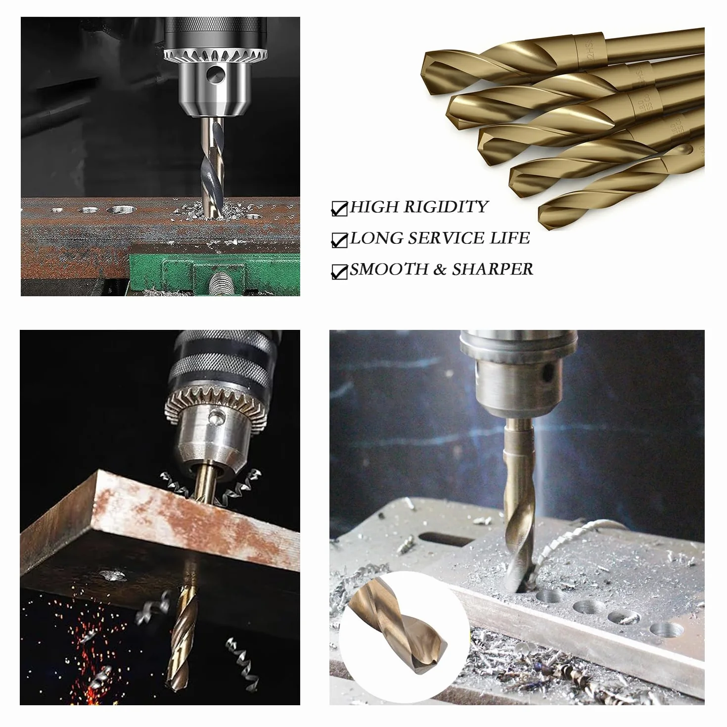 Meccion HSS-Co Foret Hélicoïdal 14mm Professional Forets à Métaux pour Métal et Acier Inoxydable, Standard DIN 338