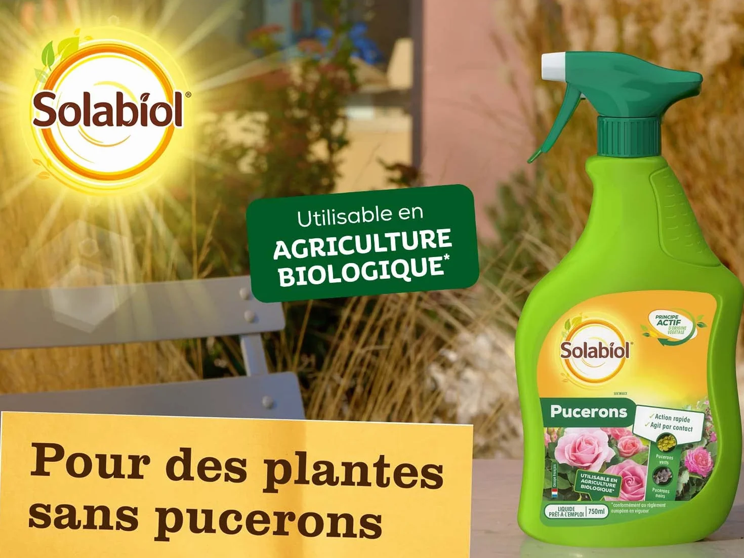 SOLABIOL Anti Pucerons Pulvérisateur 750ml Prêt À L'emploi Action Rapide