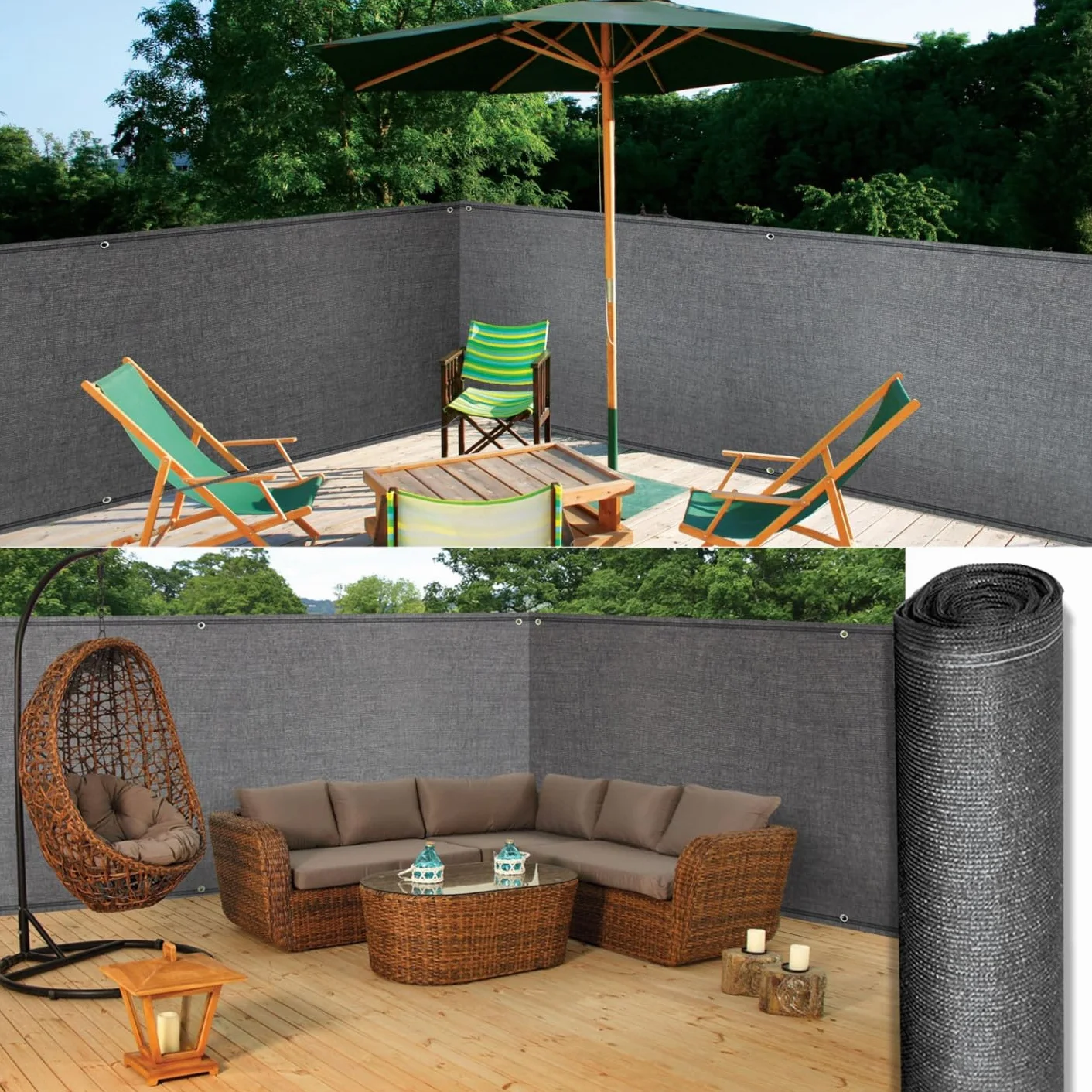 Brise Vue renforcé 1,2 x 10 M Gris 220 GR/m² Luxe Pro