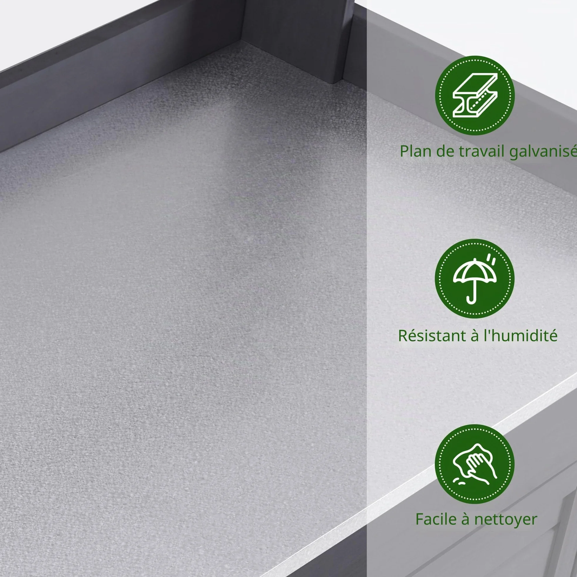 M MCombo Table de Jardin avec Tiroir 48x112x126 cm Gris