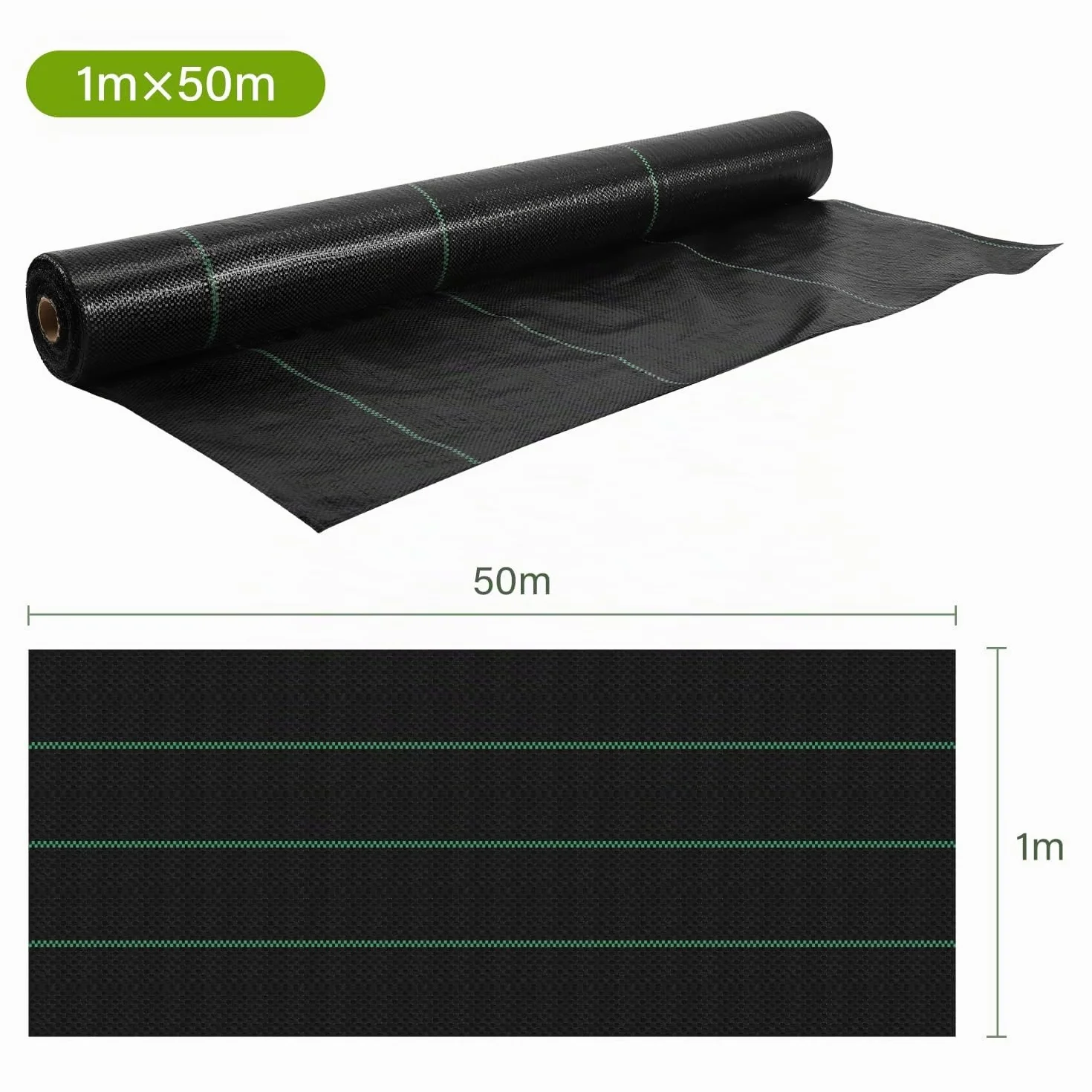 Toile anti-mauvaises herbes 100 g/m² 100 x 5000 cm Tissu de sol perméable à l'eau indéchirable UV Jardin