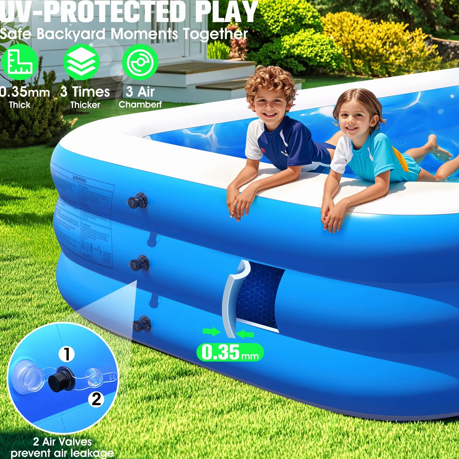 Luxfero Piscine Gonflable 280x160x50 cm 1400L Rectangulaire épaissie Jardin Extérieur