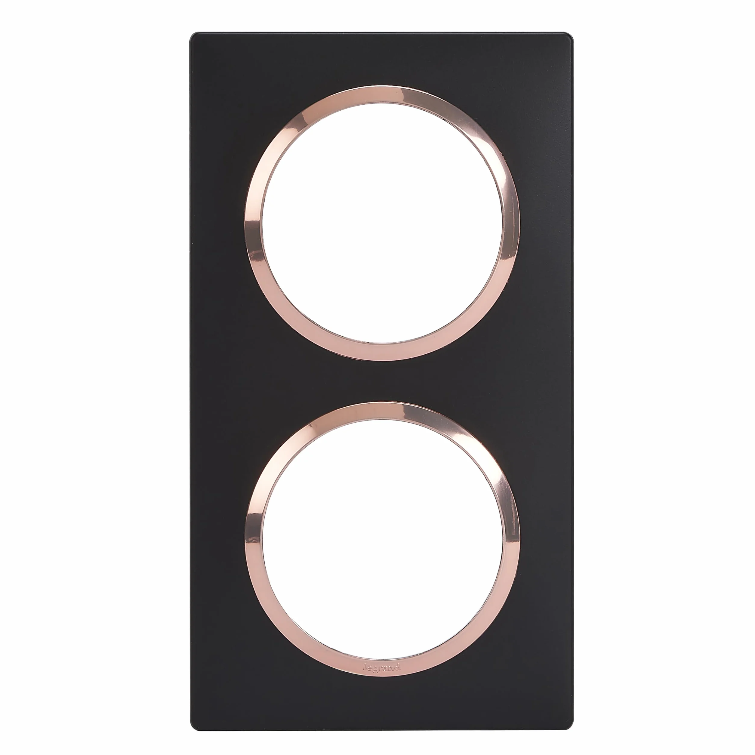 LEGRAND - Plaque Carrée Dooxie 2 Postes Finition Noir Bague Cuivre